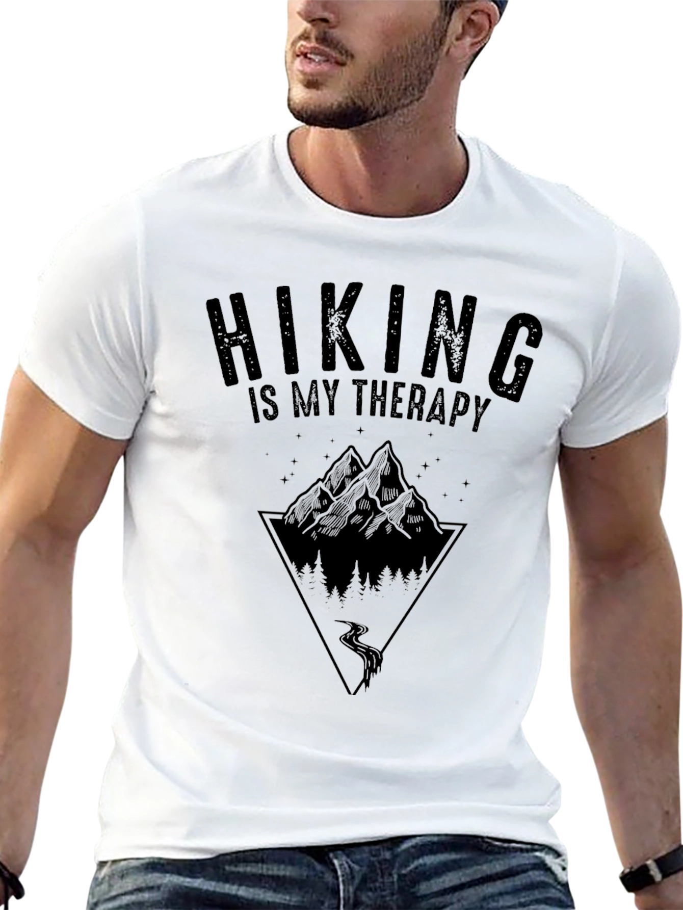 Hiking is My Therapy Black Graphic Tee