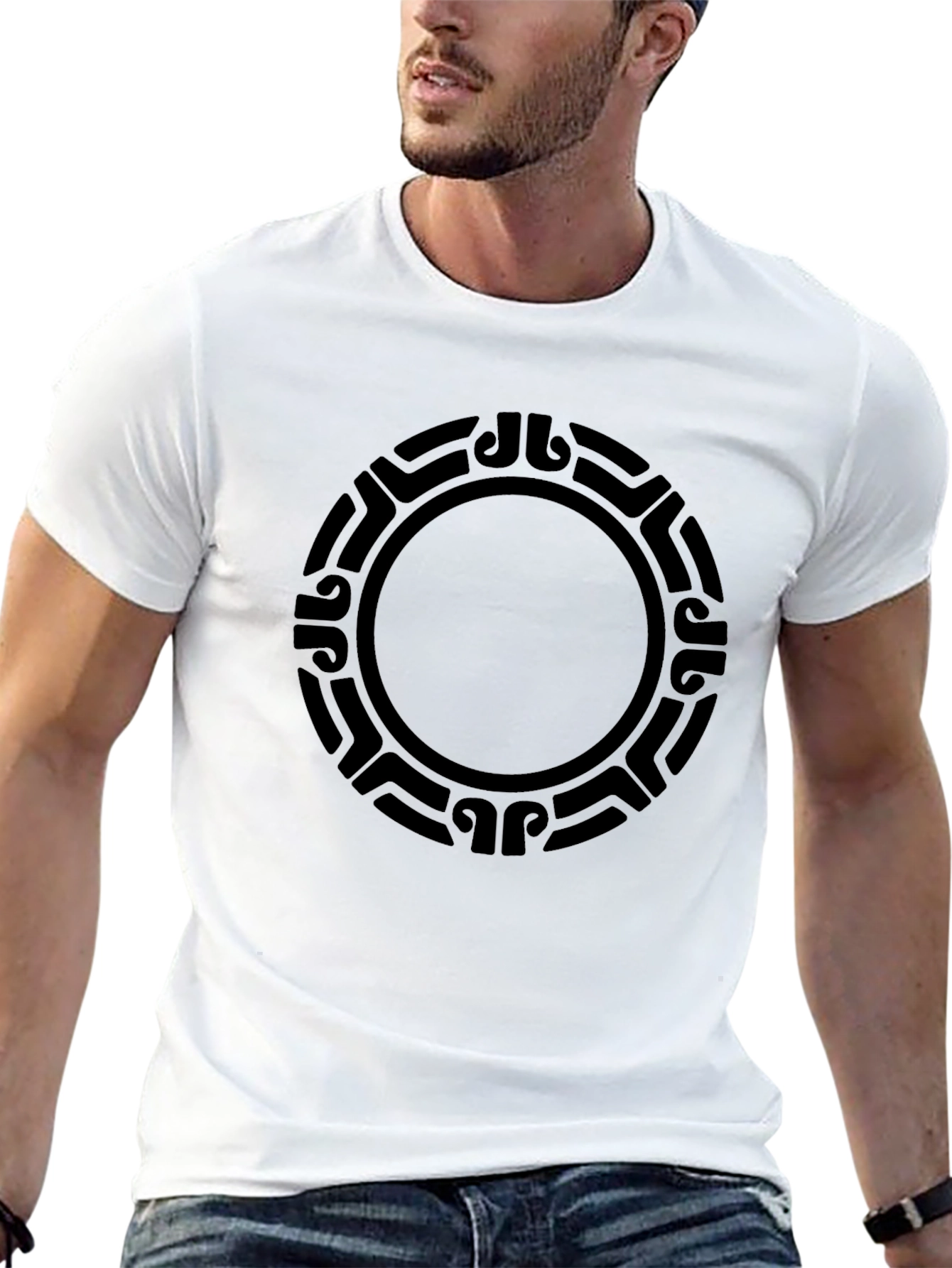 Black Tribal Circle Graphic T-Shirt