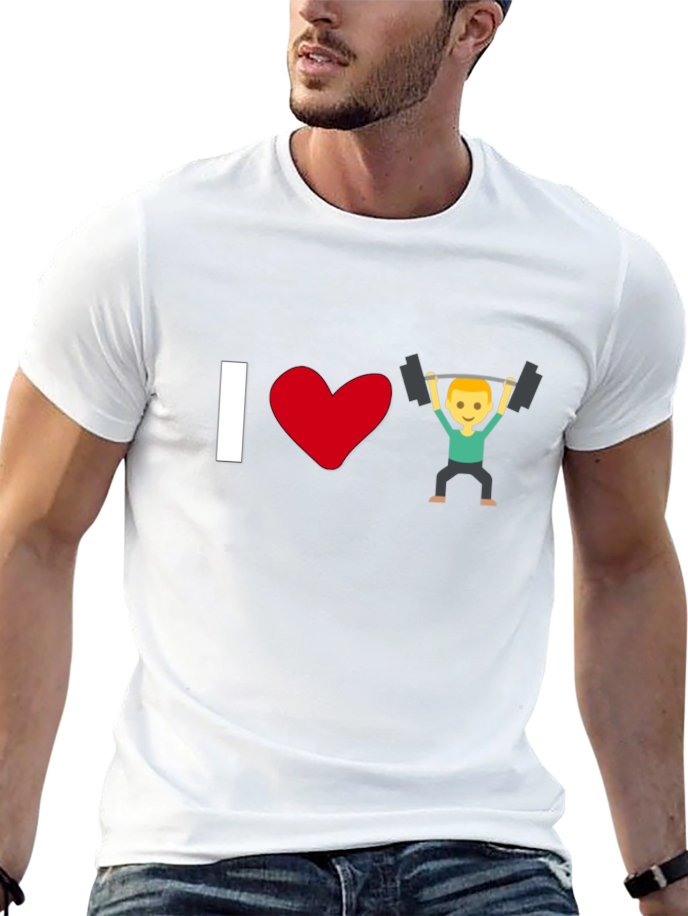 I Love Weightlifting Emoji T-Shirt - Black