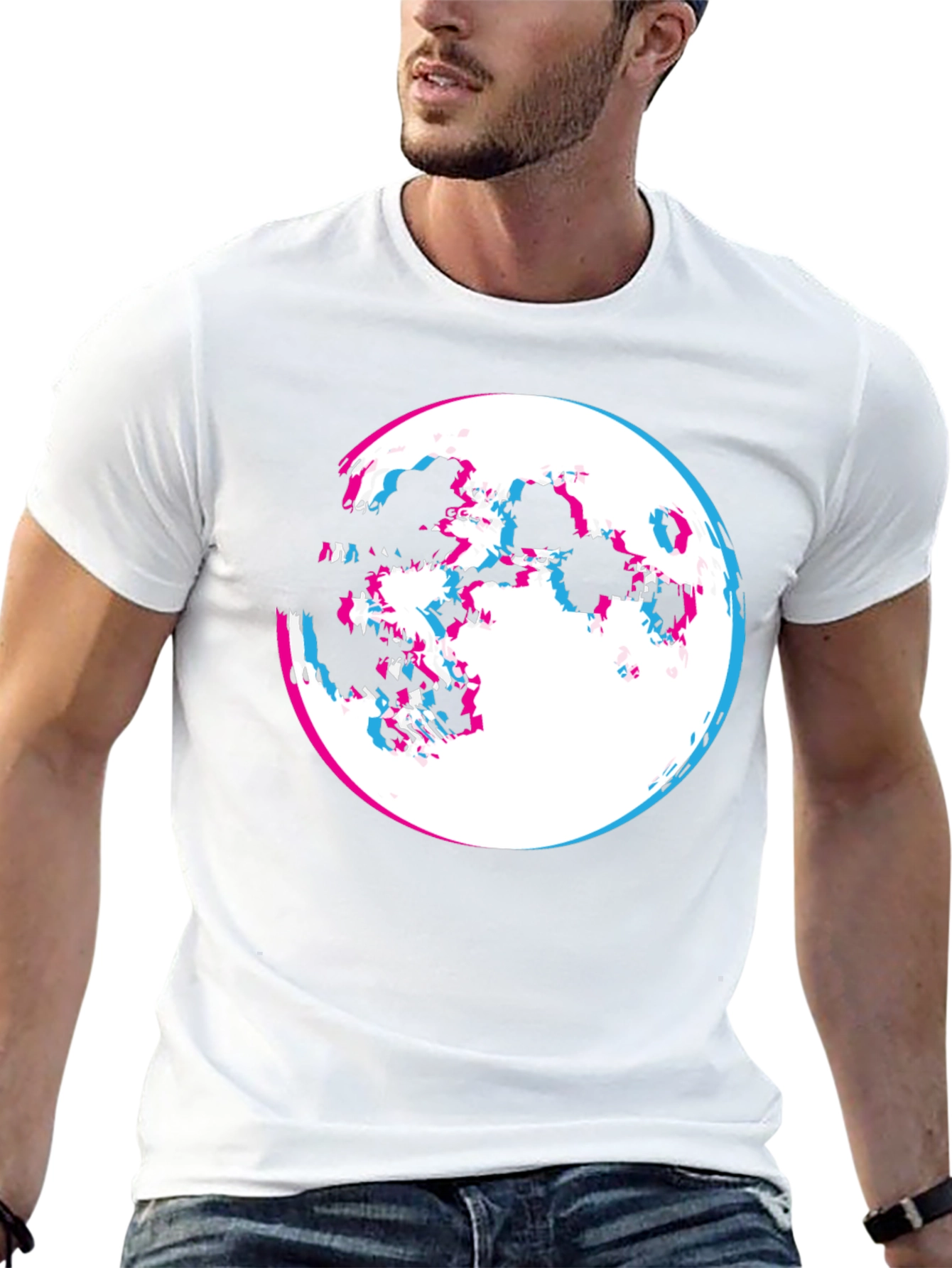 Glitch Moon Graphic T-Shirt - Mens Black Tee