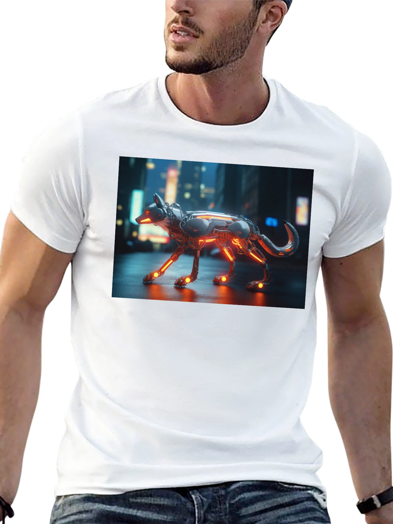 Cyberpunk Dog T-Shirt - Sci-Fi Pet Design