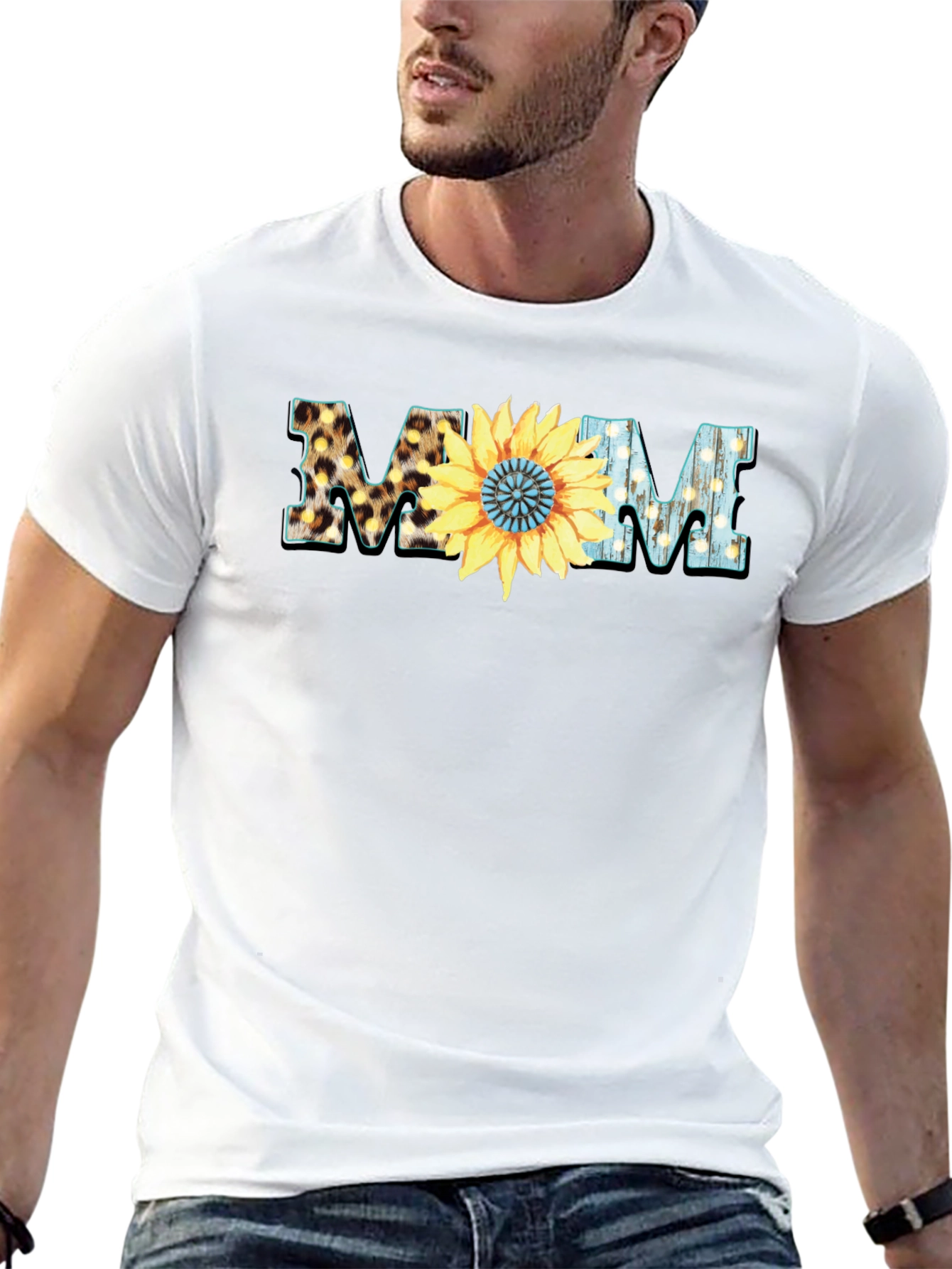 Stylish Mom Sunflower Graphic T-Shirt