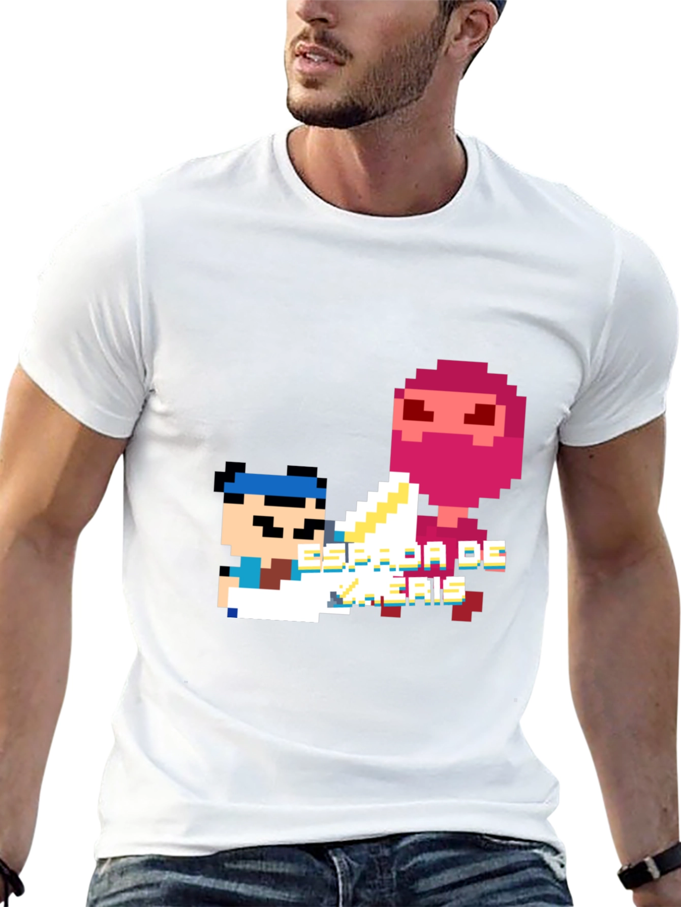 Pixel Art Ninja Graphic Tee - Black
