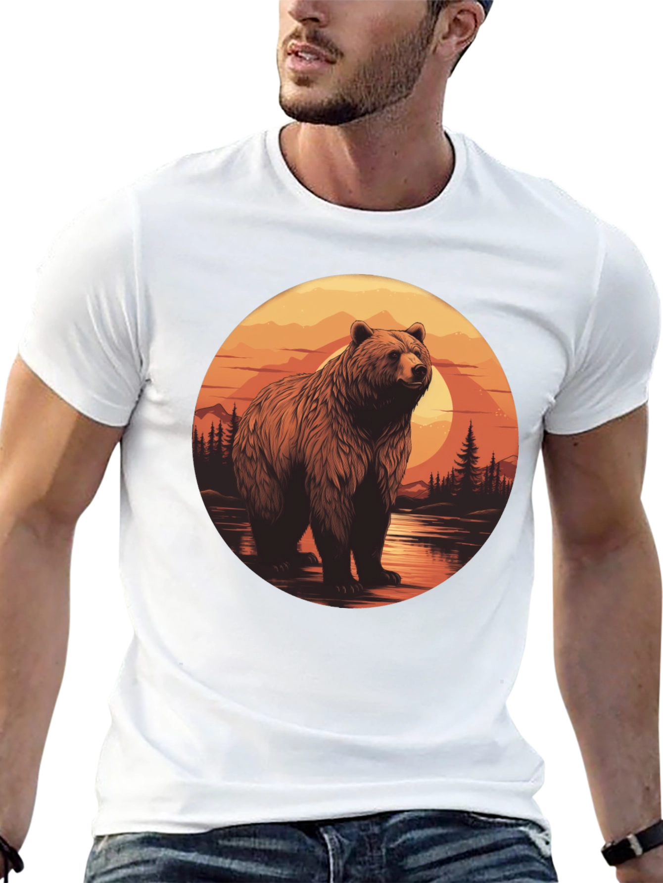Grizzly Bear Sunset Graphic T-Shirt