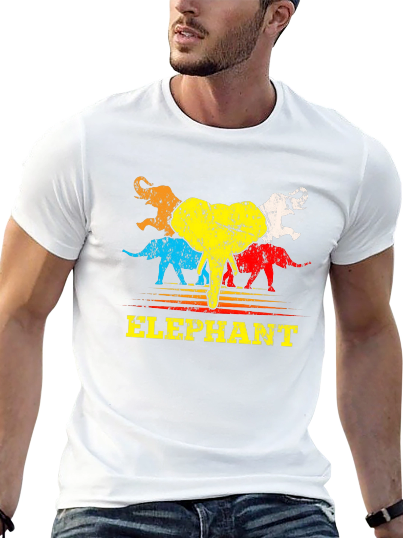 Retro Elephant Graphic T-Shirt