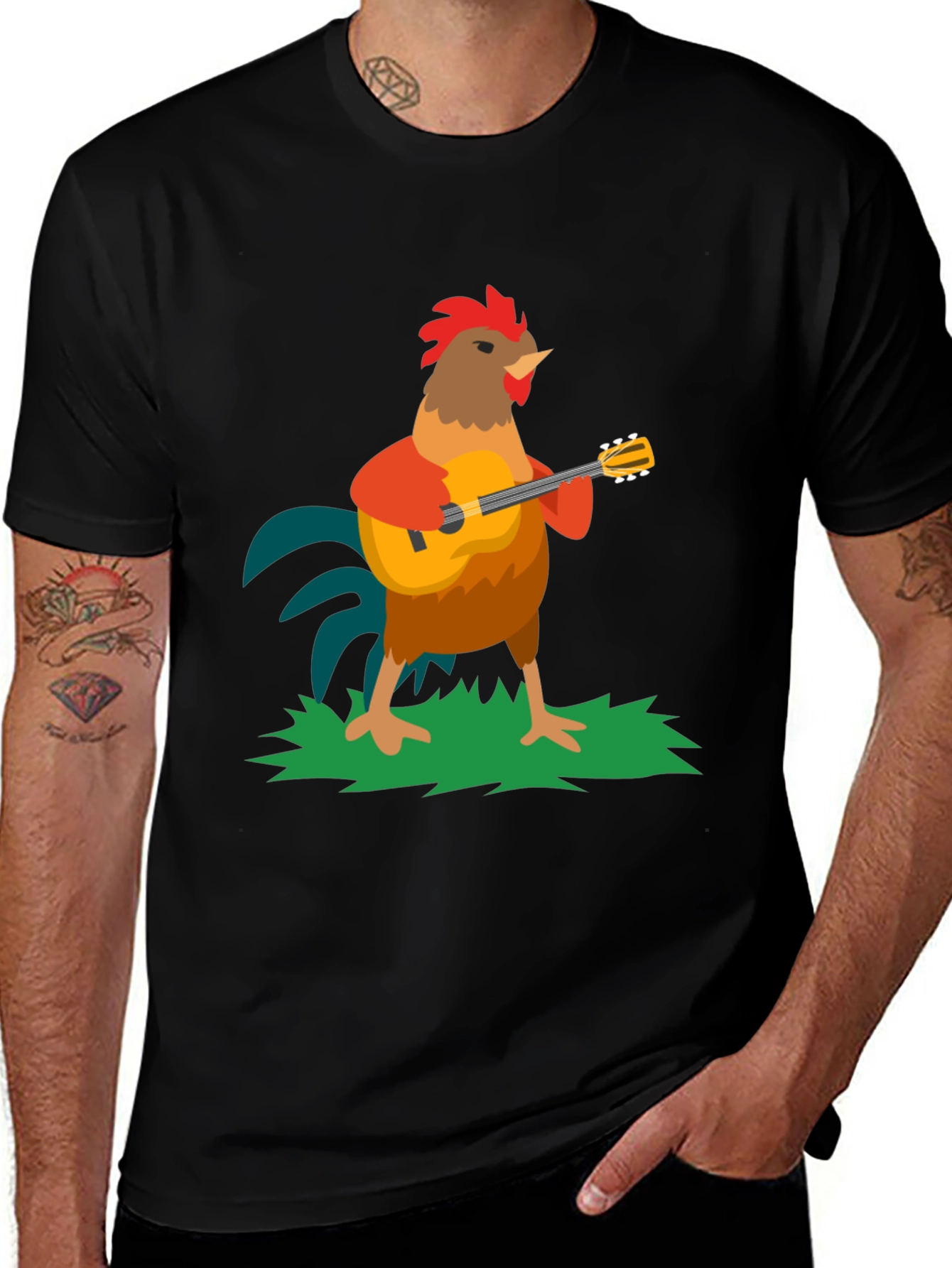 Rooster Musician Graphic Tee