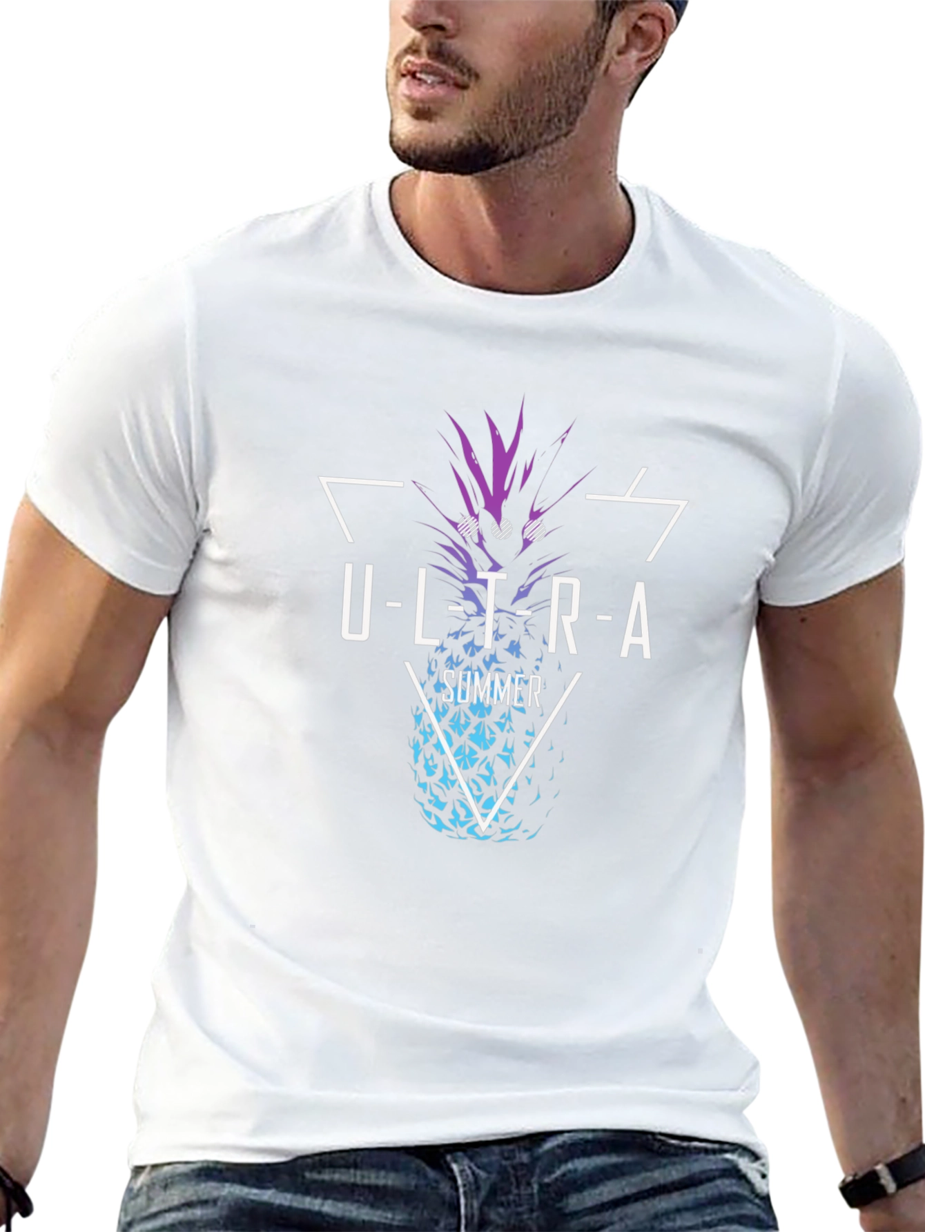 Ultra Summer Pineapple Graphic Tee - Stylish Black T-Shirt