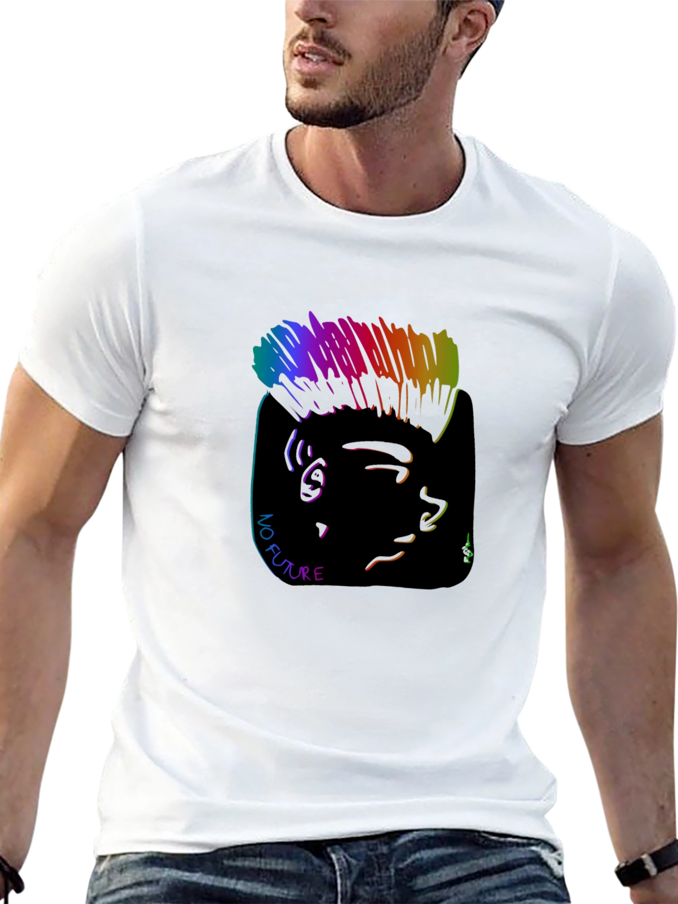 Rainbow Punk T-Shirt - No Future Graphic Tee