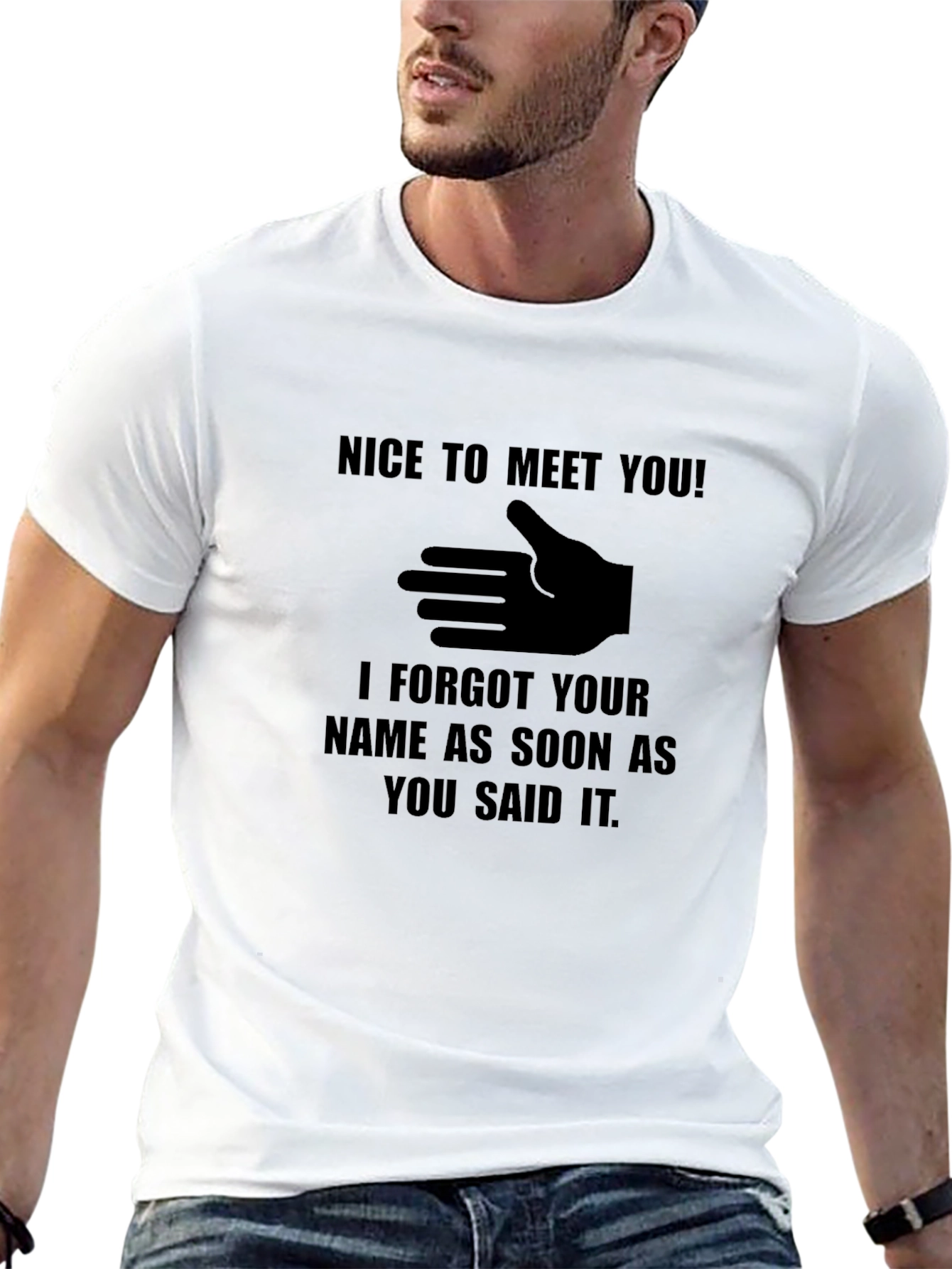 Funny Nice to Meet You Black T-Shirt