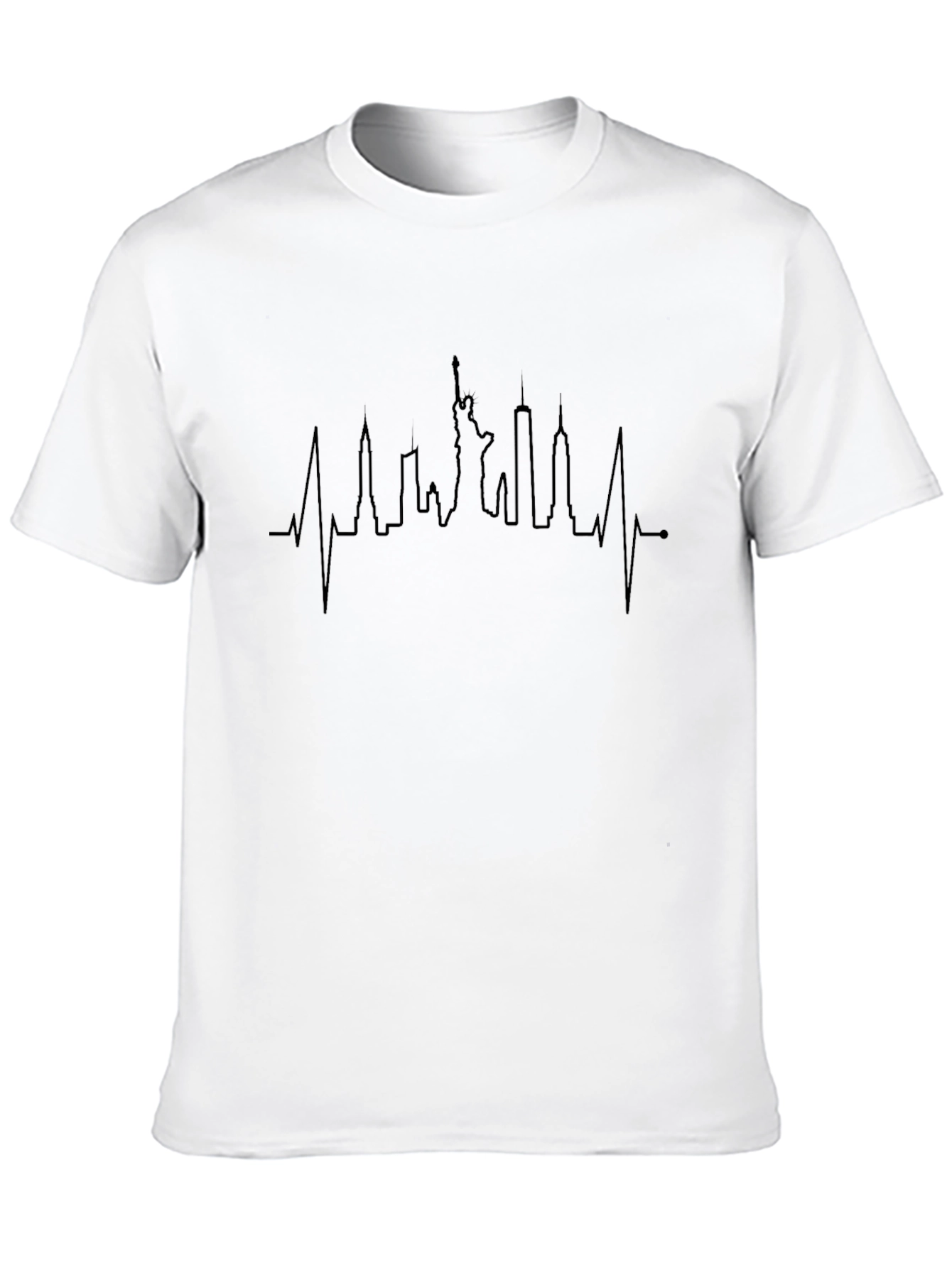 NYC Skyline Heartbeat T-Shirt - Black
