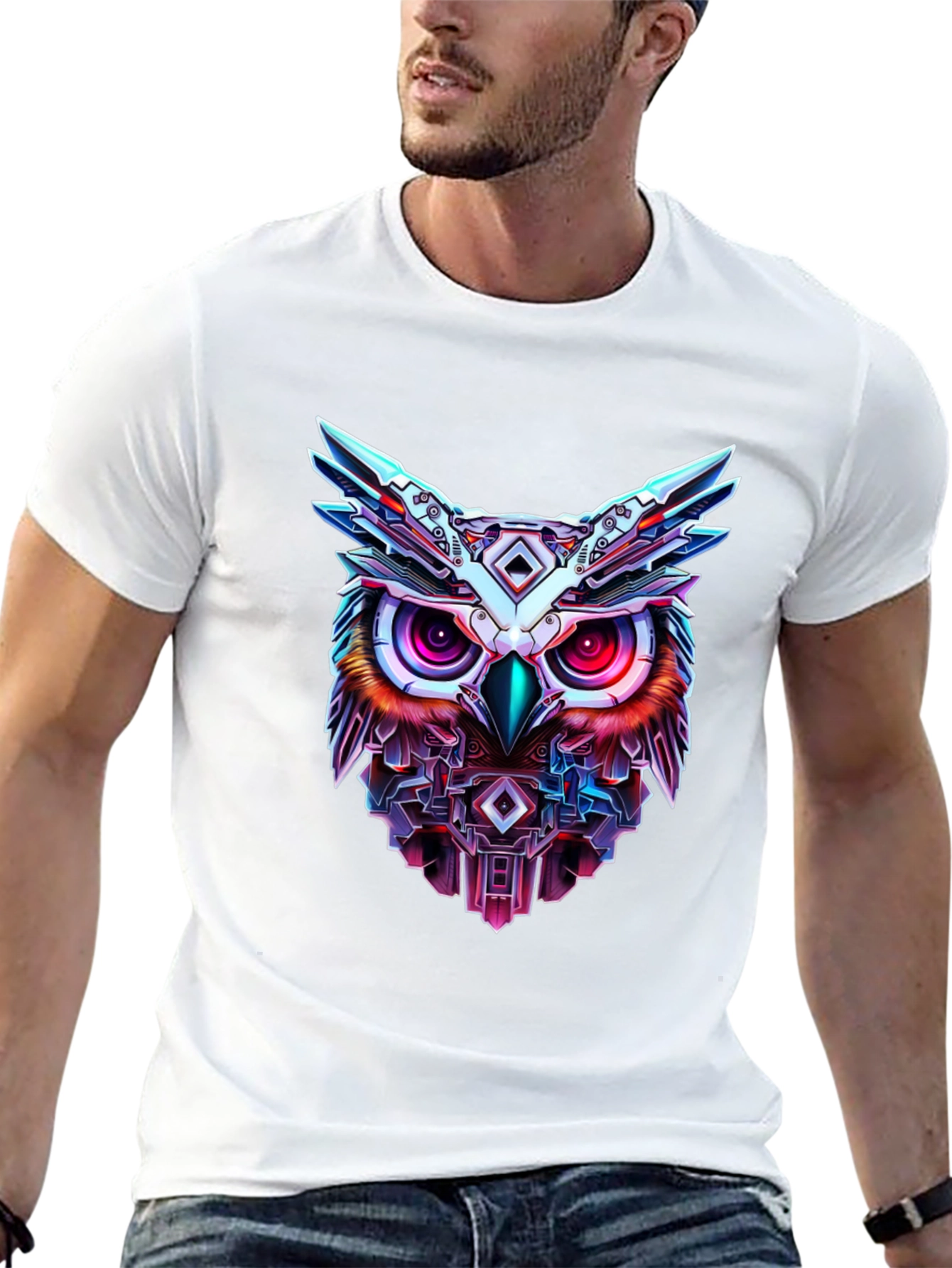 Cyberpunk Owl Graphic T-Shirt - Unique Design