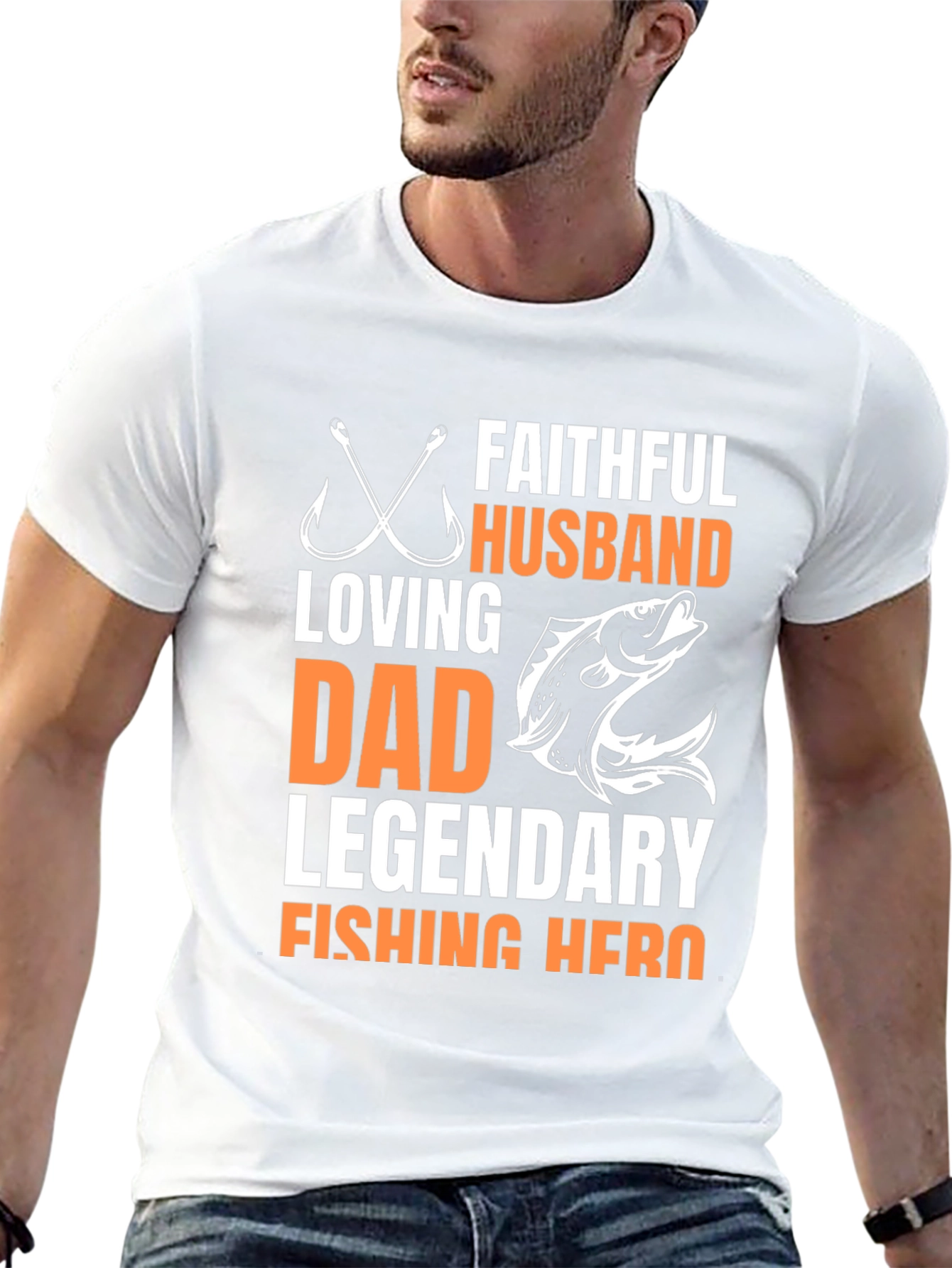 Faithful Husband Fishing Hero Graphic Tee