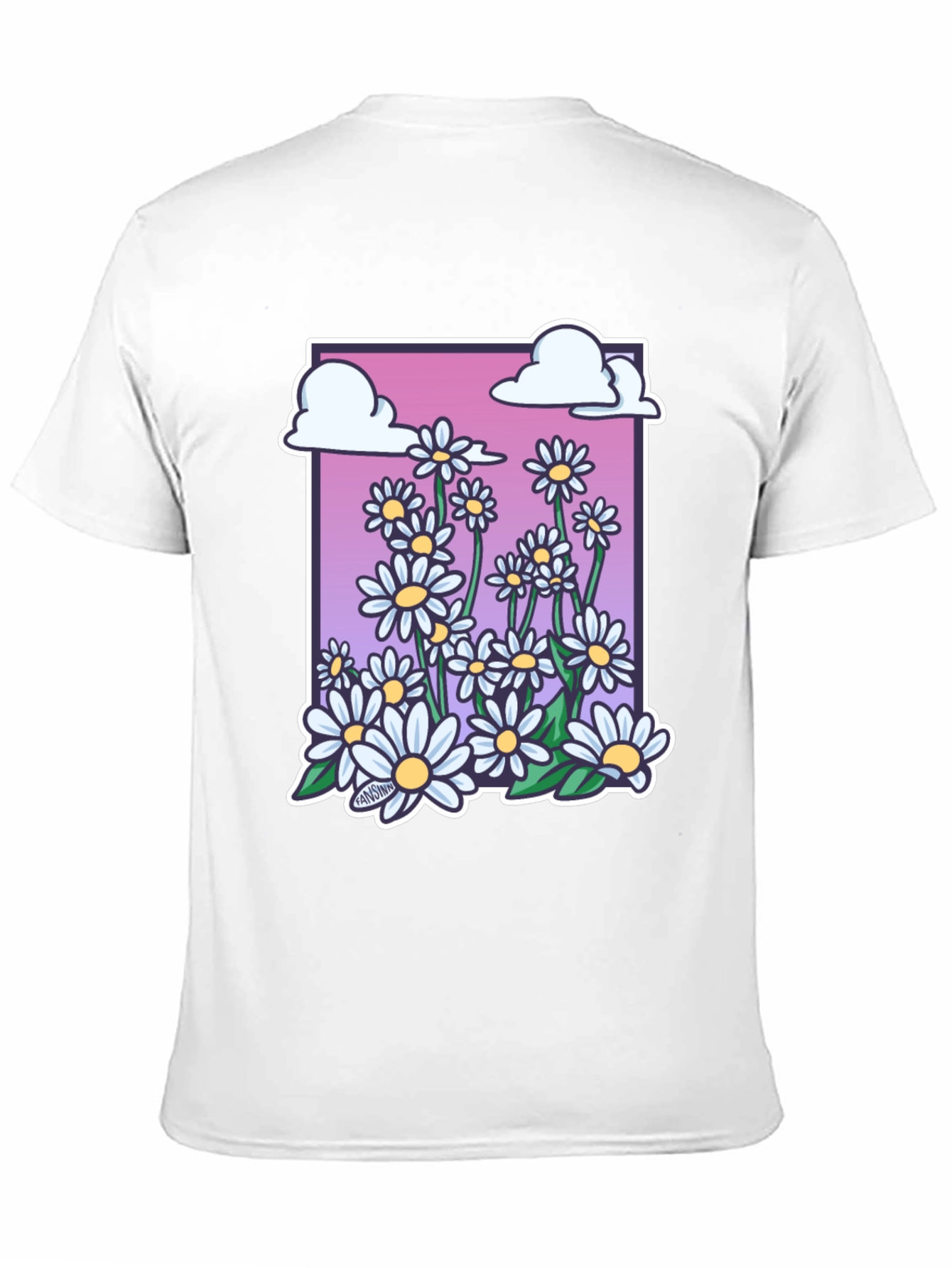 Daisy Cloud Graphic Print Black T-Shirt