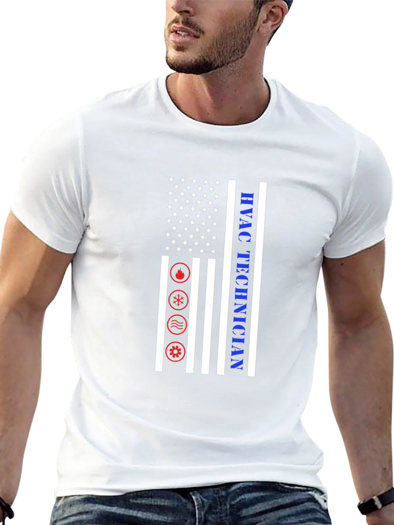 HVAC Technician T-Shirt - American Flag Design