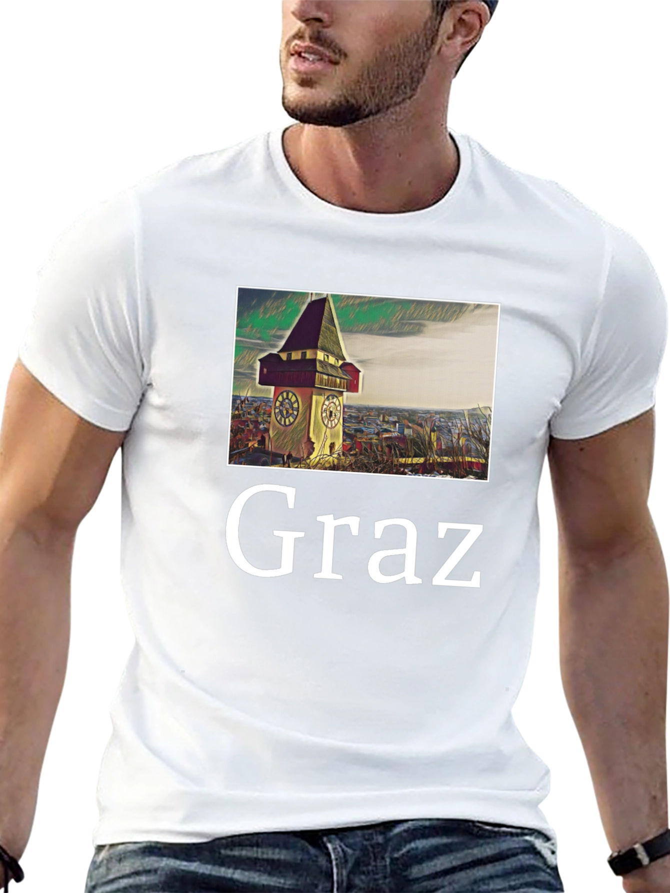 Graz Clock Tower Graphic T-Shirt