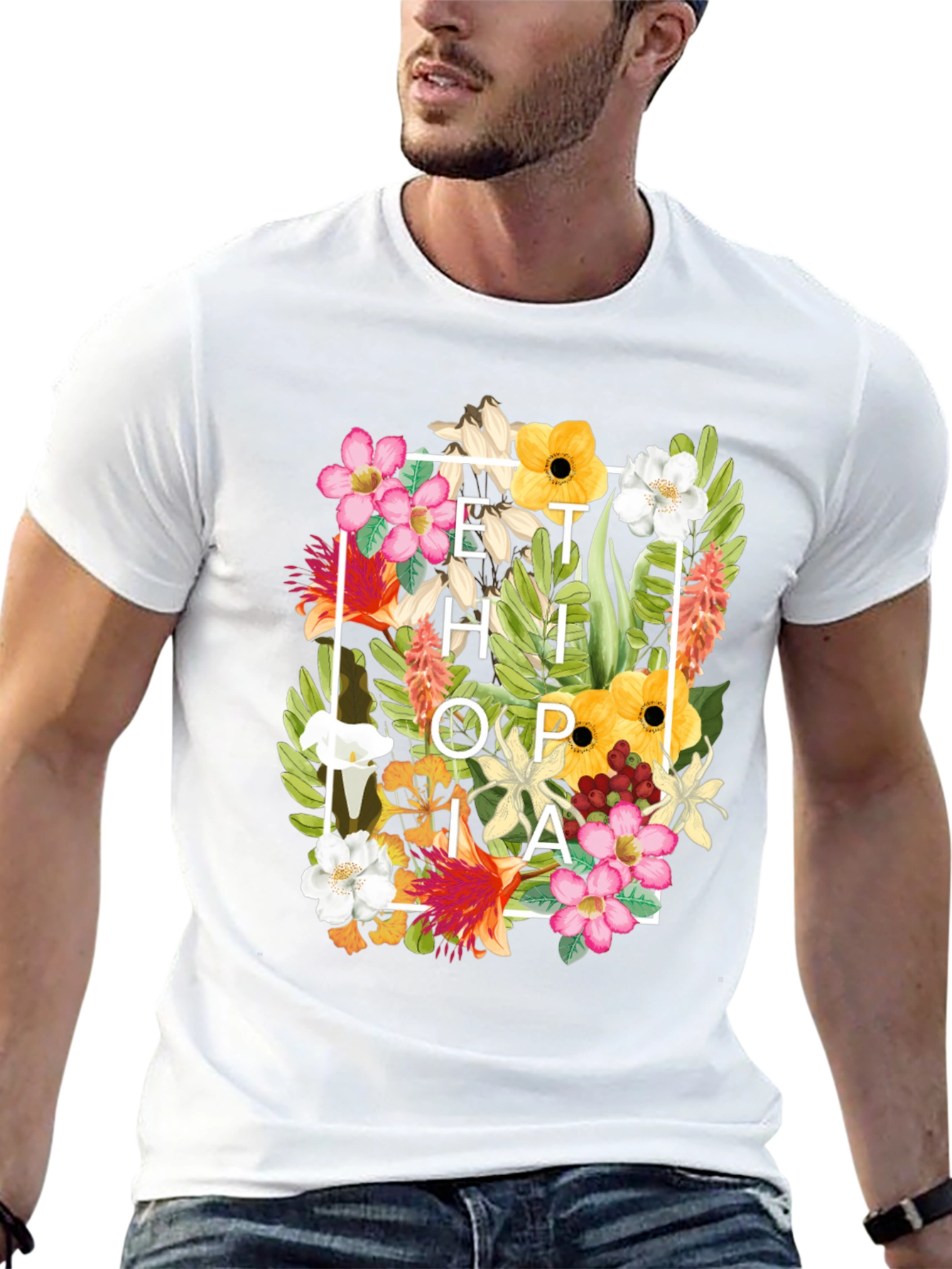 Floral Ethiopia Print T-Shirt