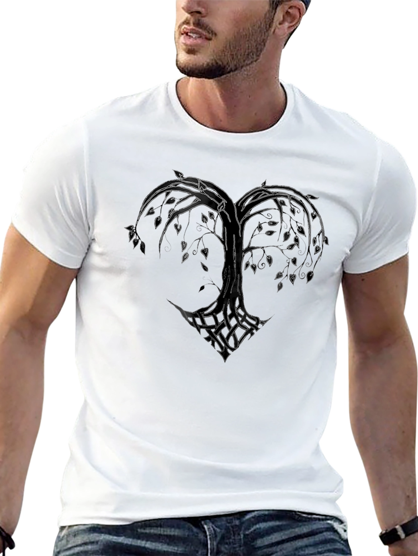 Heart Tree Black T-Shirt - Nature Love Design