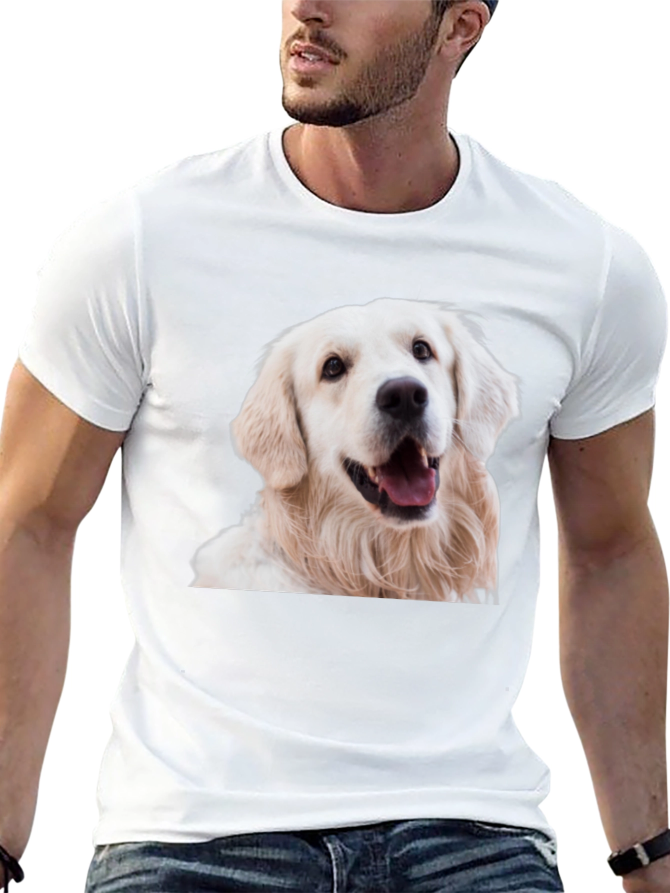 Golden Retriever Dog Graphic Black T-Shirt