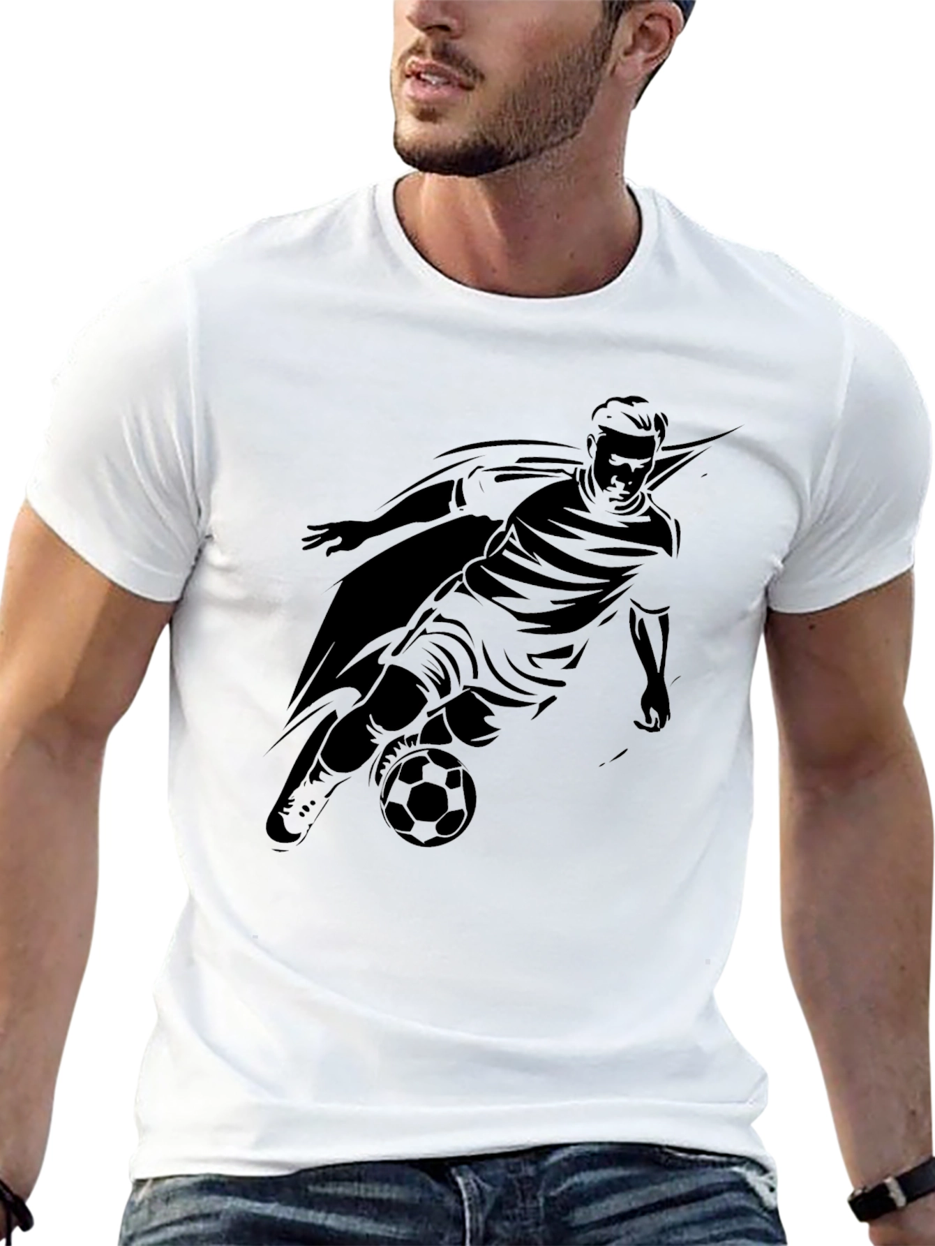Black Soccer Player Graphic Tee