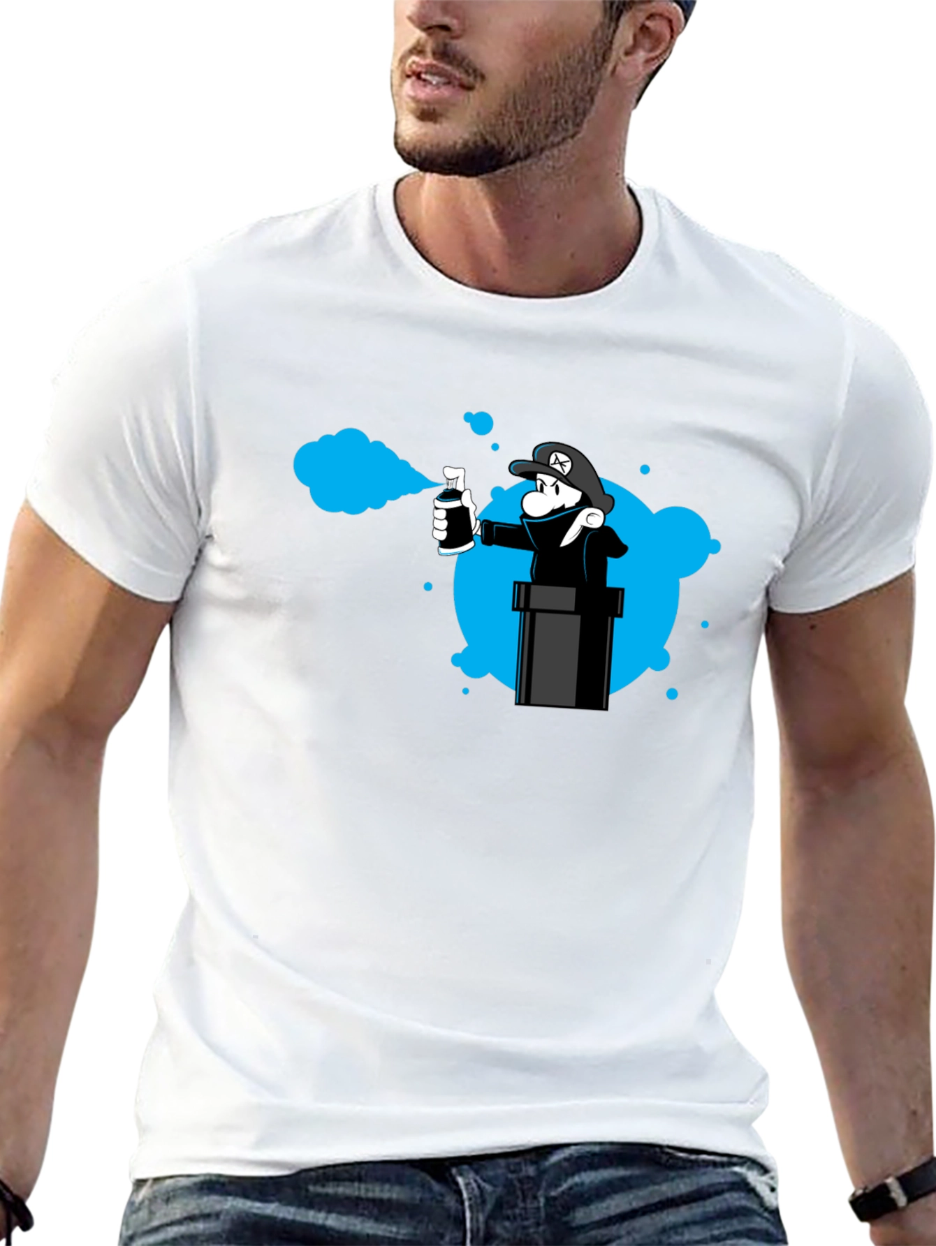 Mario Graffiti Artist Black T-Shirt - Unique Design