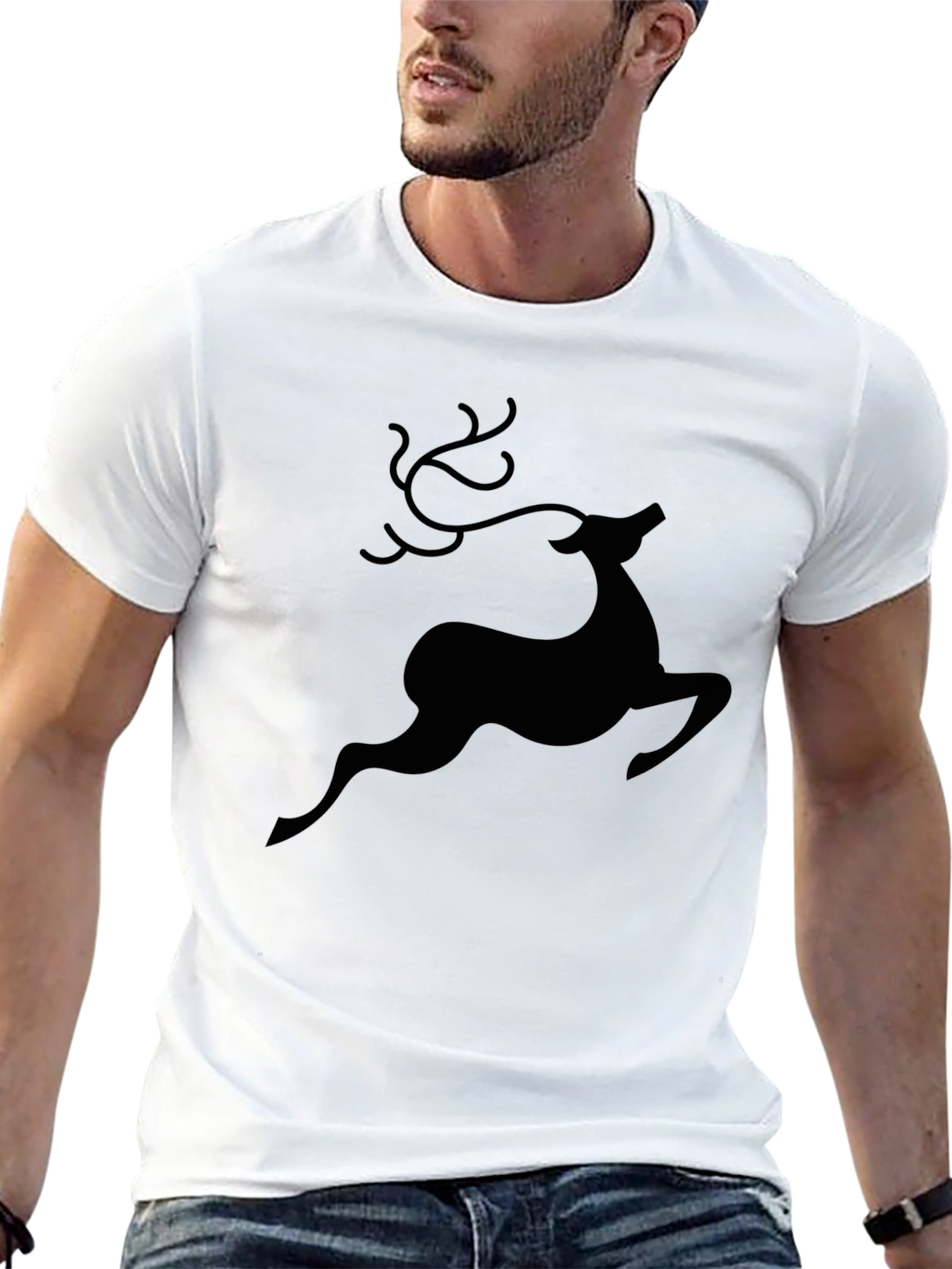 Black Christmas Reindeer Graphic Tee