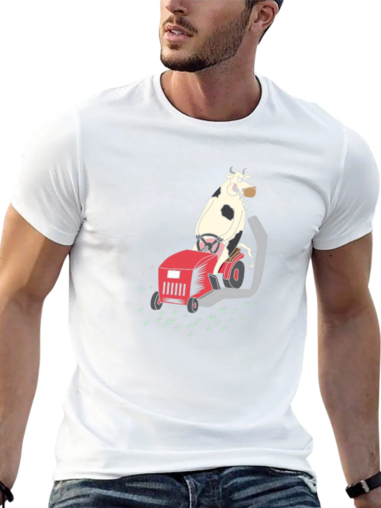 Cow on Lawnmower T-Shirt