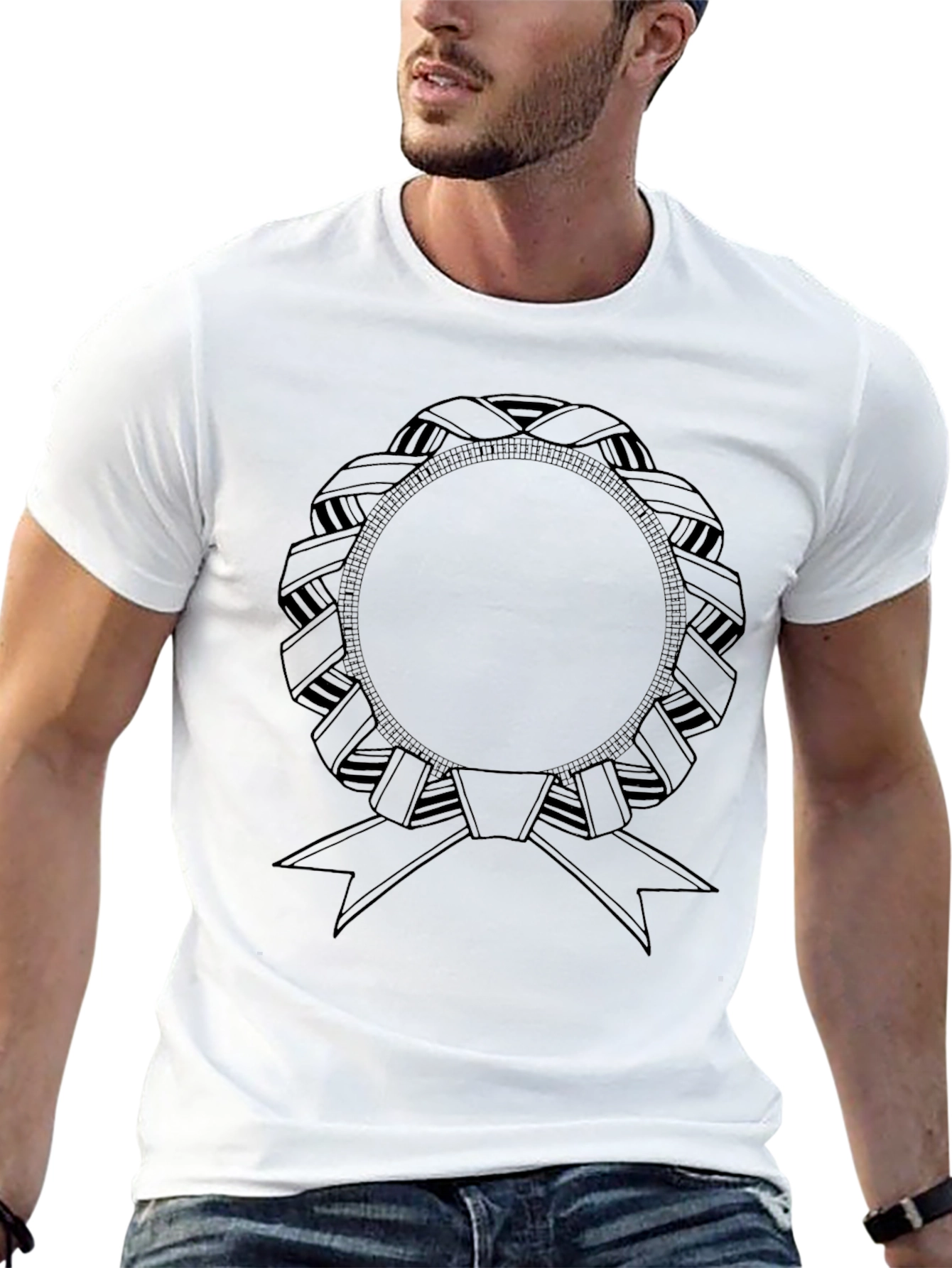 Black T-Shirt with Ribbon Graphic