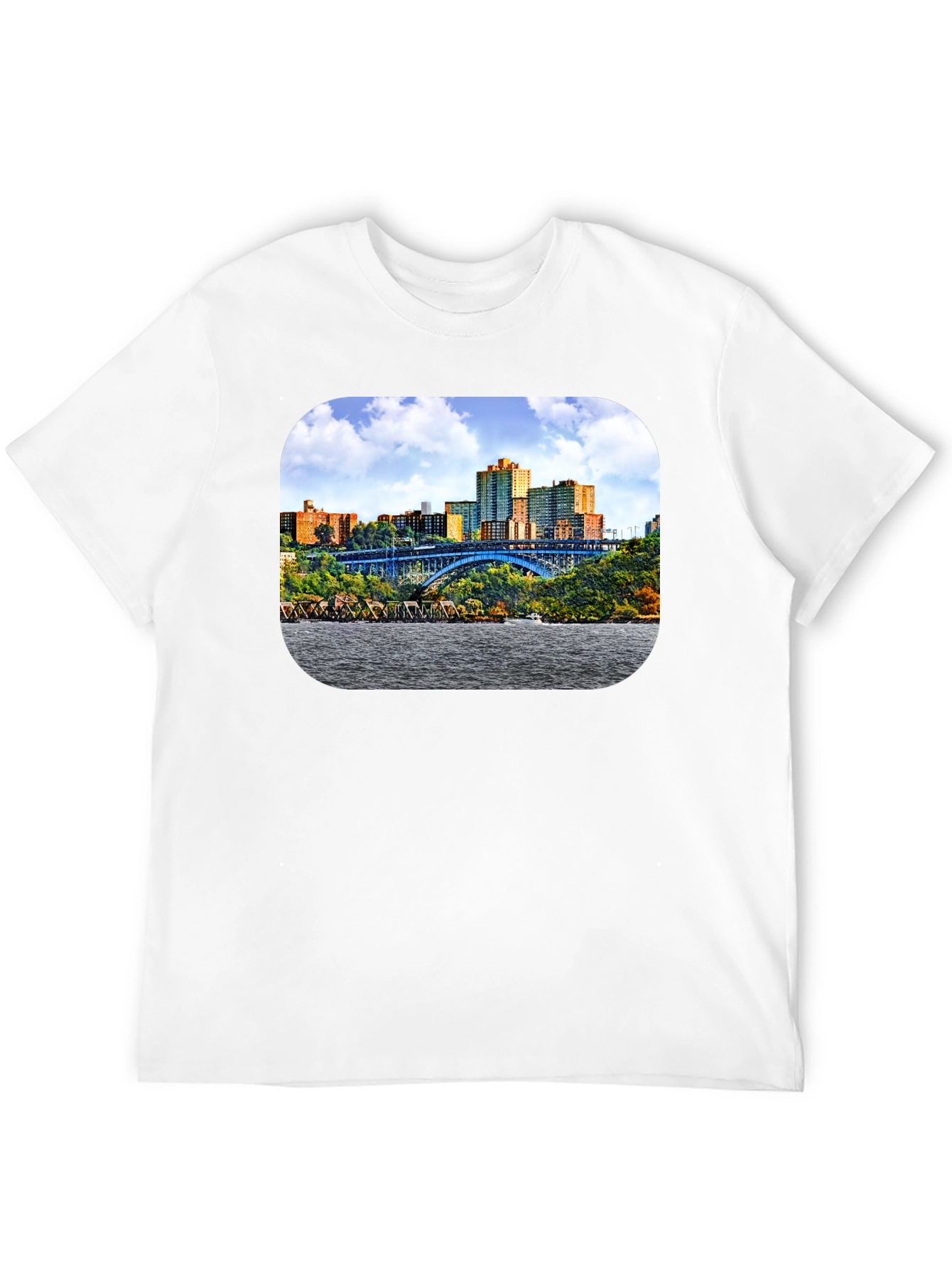 Cityscape Bridge Graphic Tee - Mens Black T-Shirt