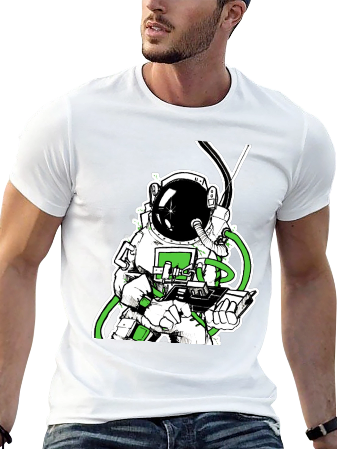 Astronaut Graphic Tee - Black Cotton T-Shirt