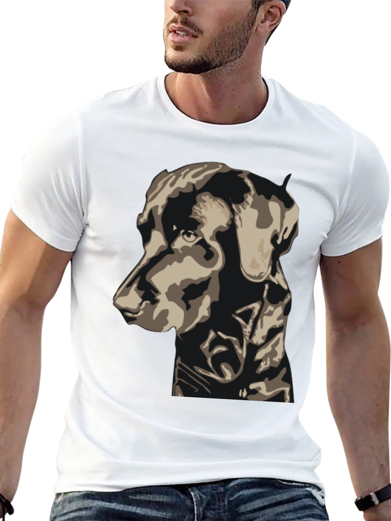 Dog Graphic Print Tee - Black