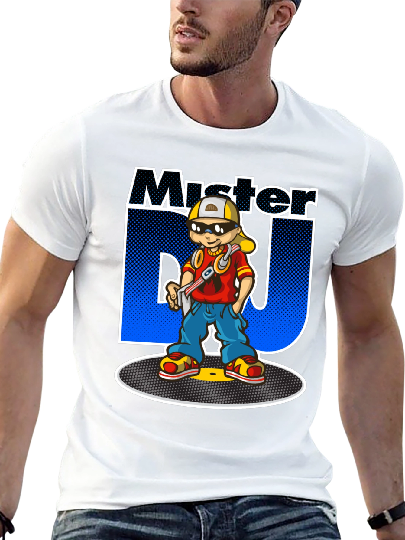 Mister DJ Cartoon T-Shirt - Black