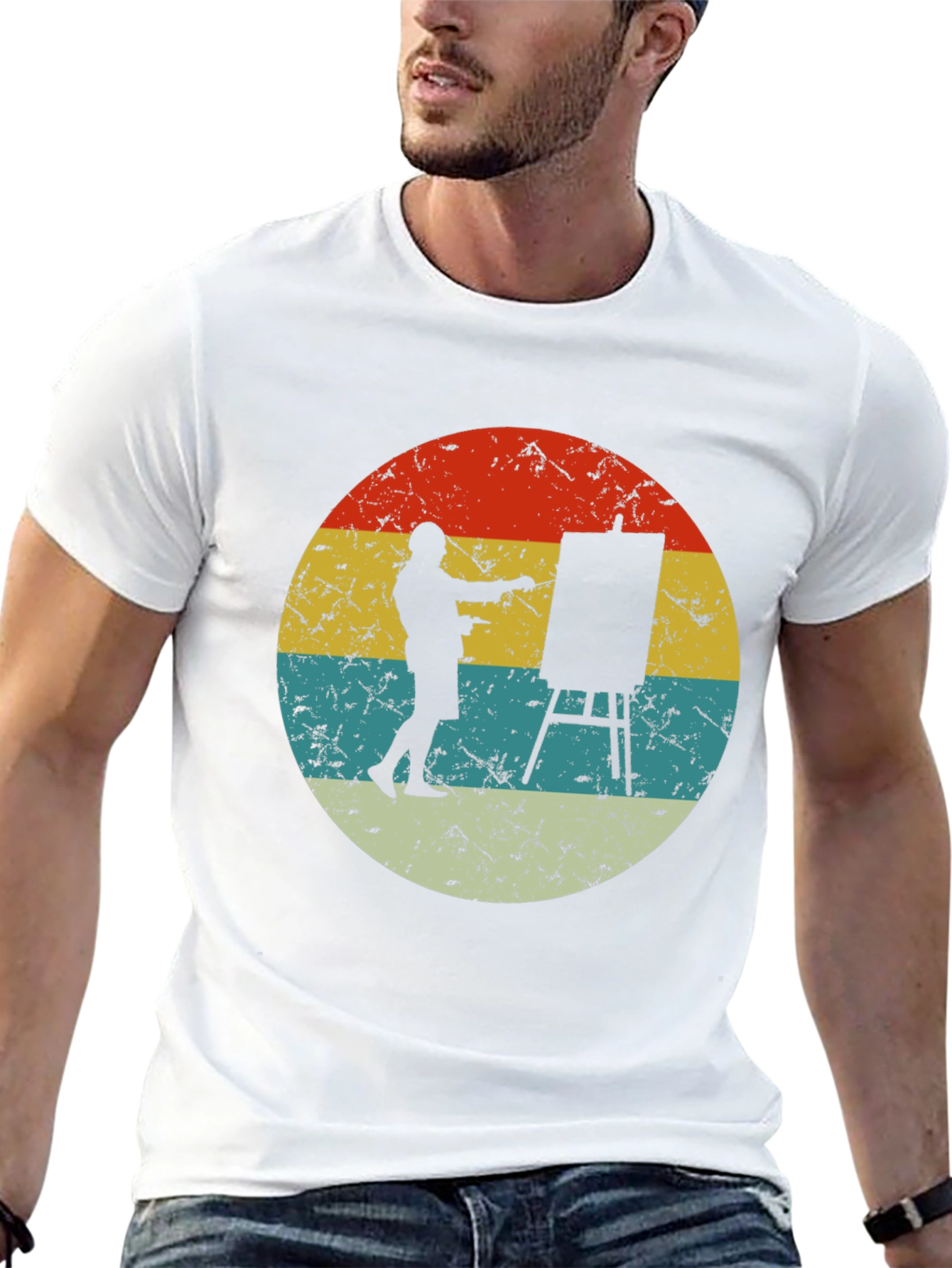 Retro Painter Tee - Artist Circle Graphic T-Shirt