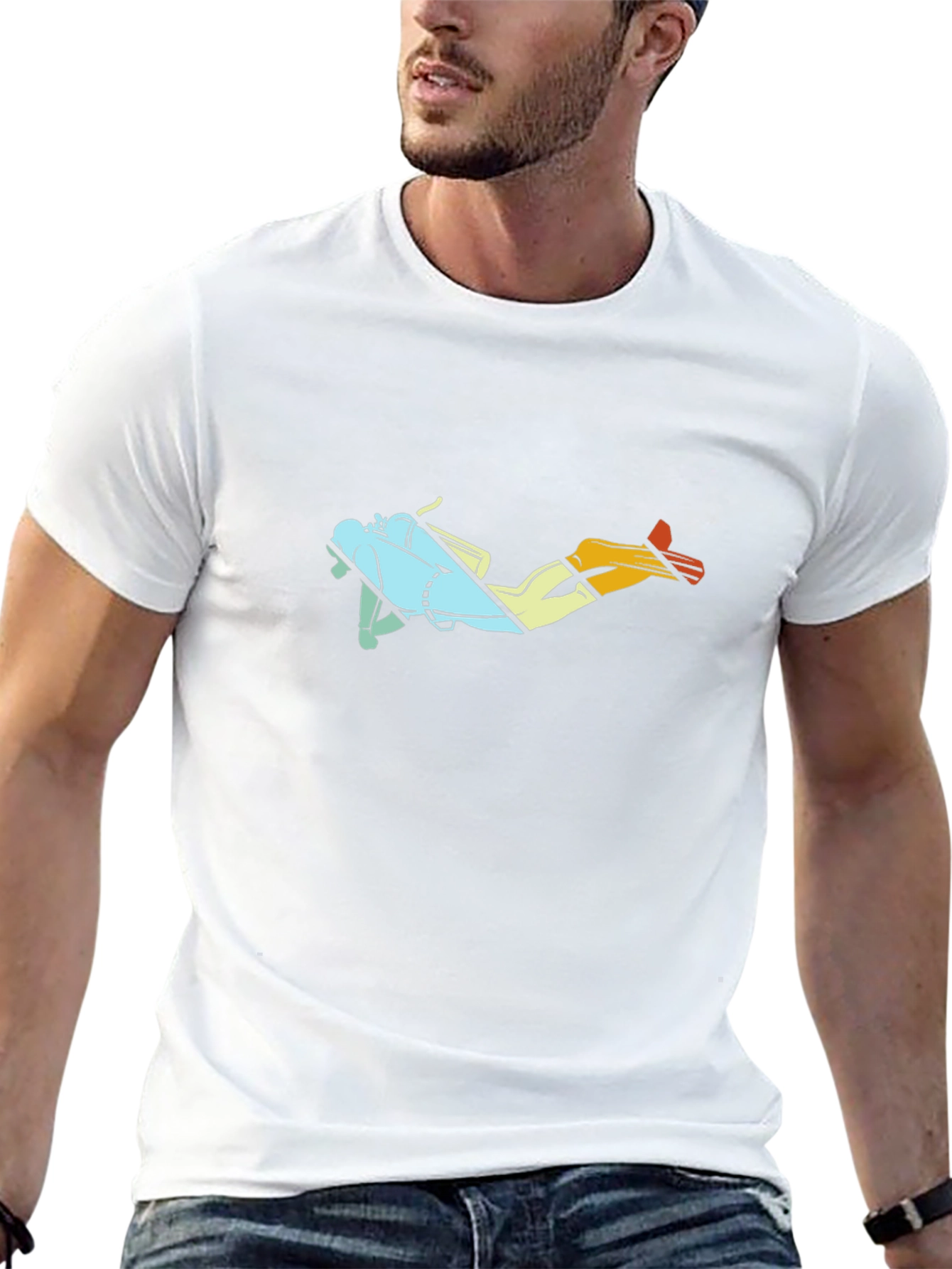 Retro Diver Graphic T-Shirt - Black