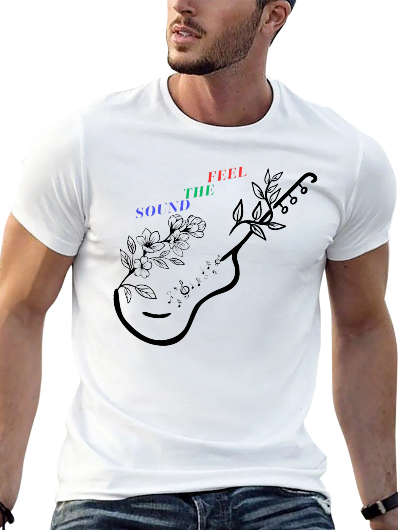 Sound The Feel Guitar Graphic Tee - Black