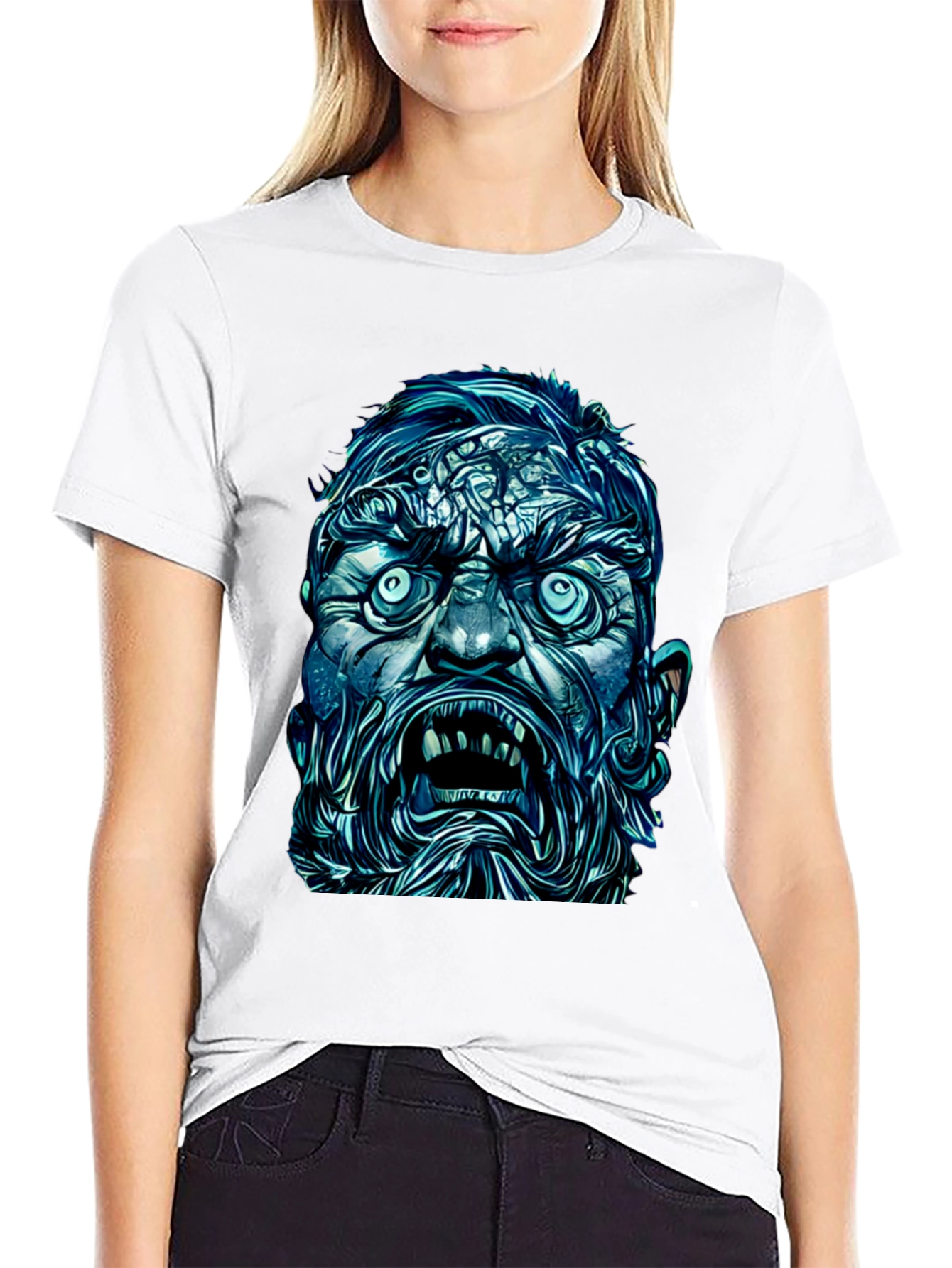 Monster Face Graphic Tee - Bold Black T-Shirt