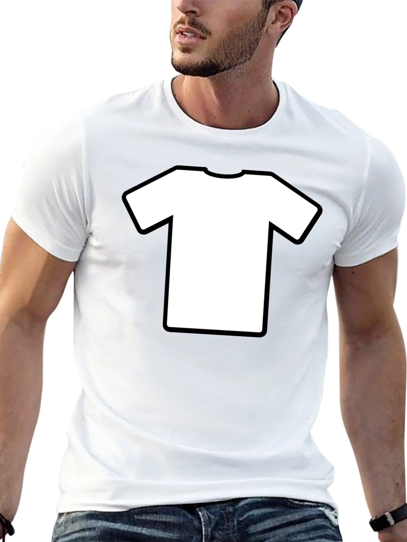 Mens Black T-Shirt with White Tee Graphic