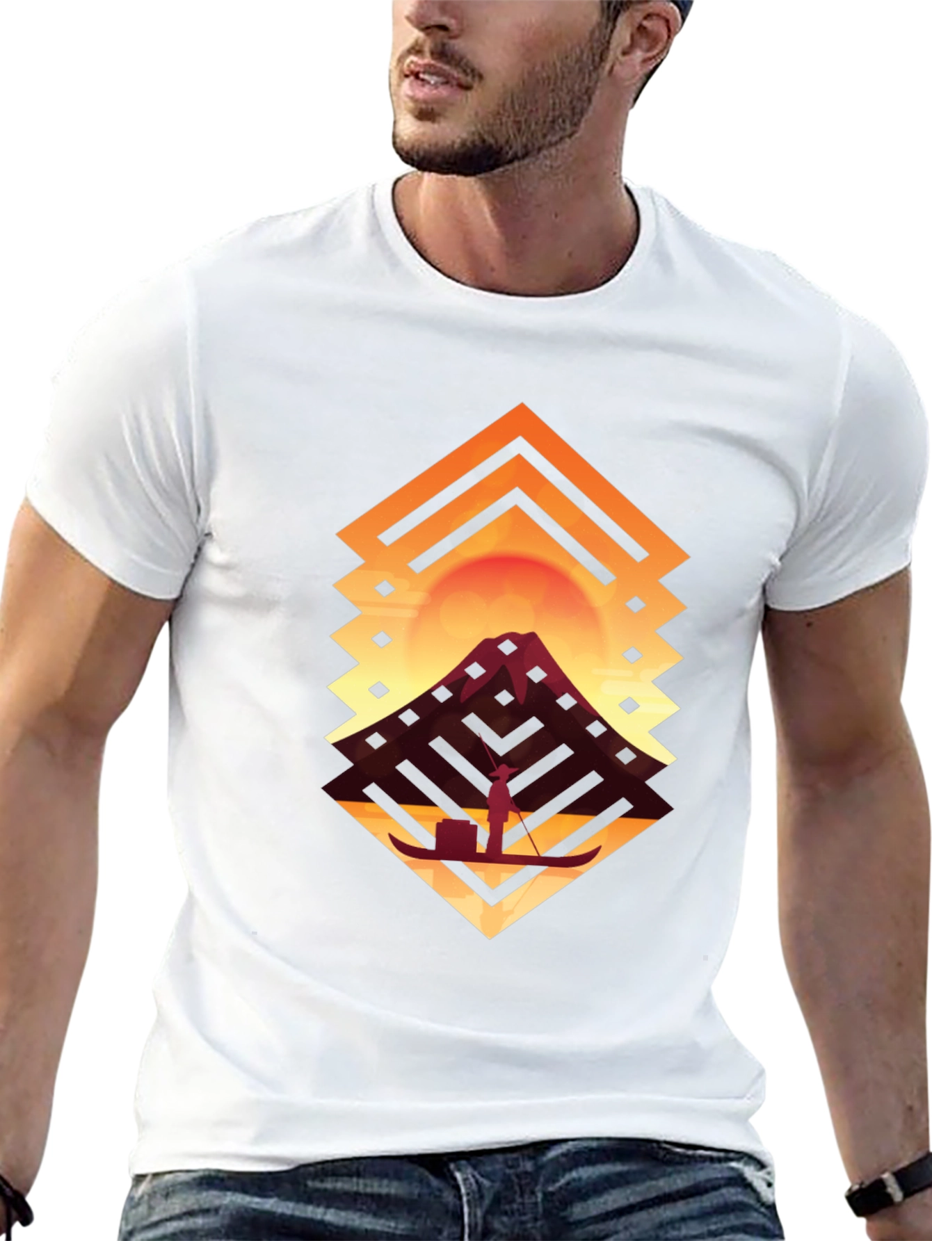 Geometric Sunset Graphic T-Shirt