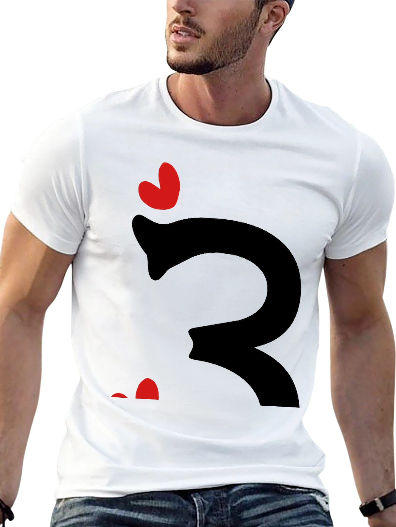 Whimsical Heart Snake Graphic Tee - Black