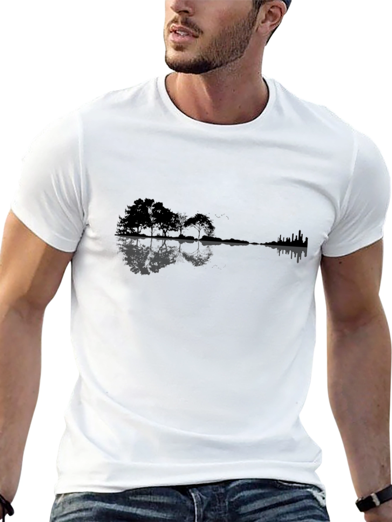 Guitar Landscape Graphic Tee - Black
