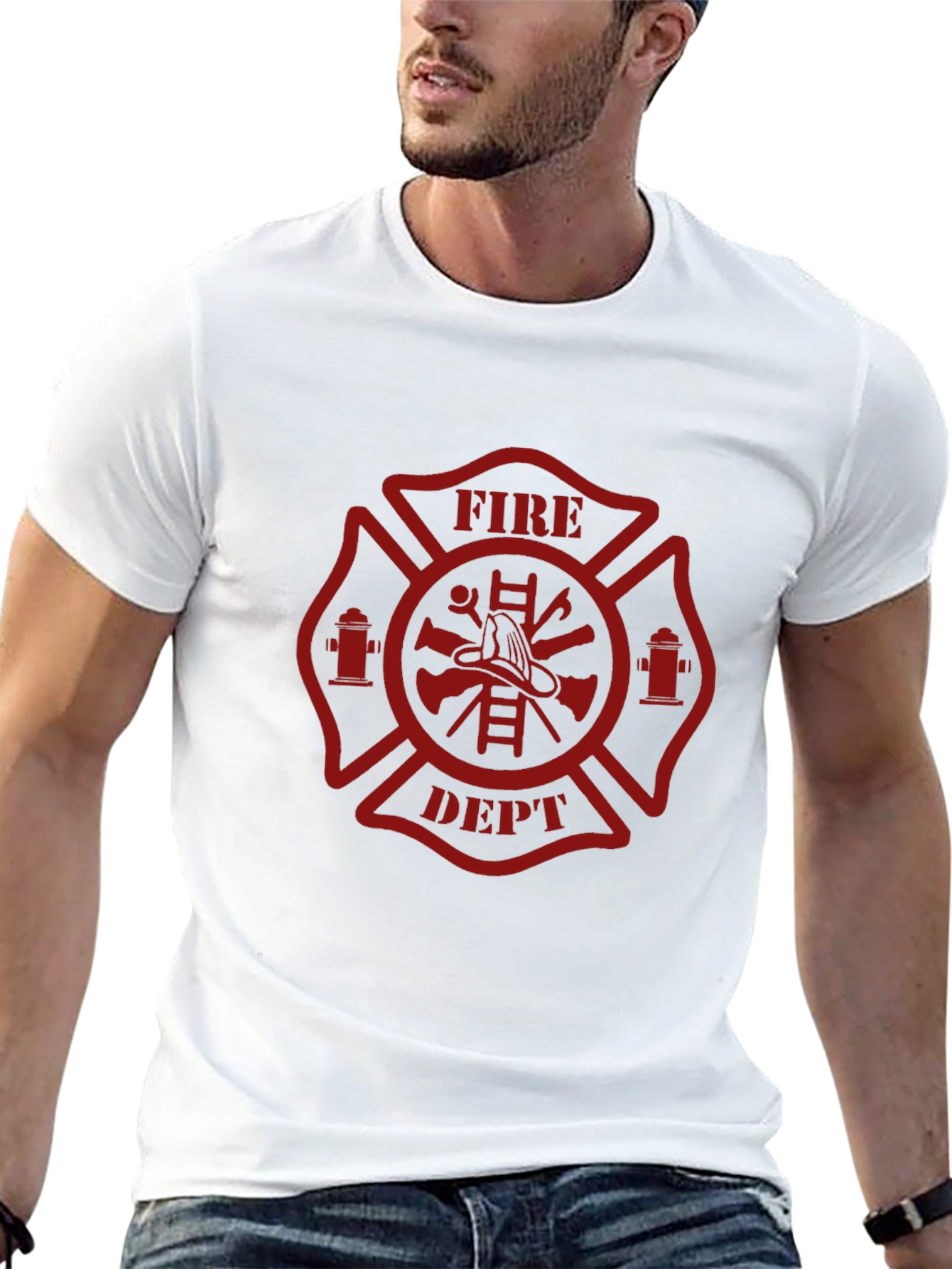 Fire Dept. T-Shirt - Maltese Cross Firefighter Design