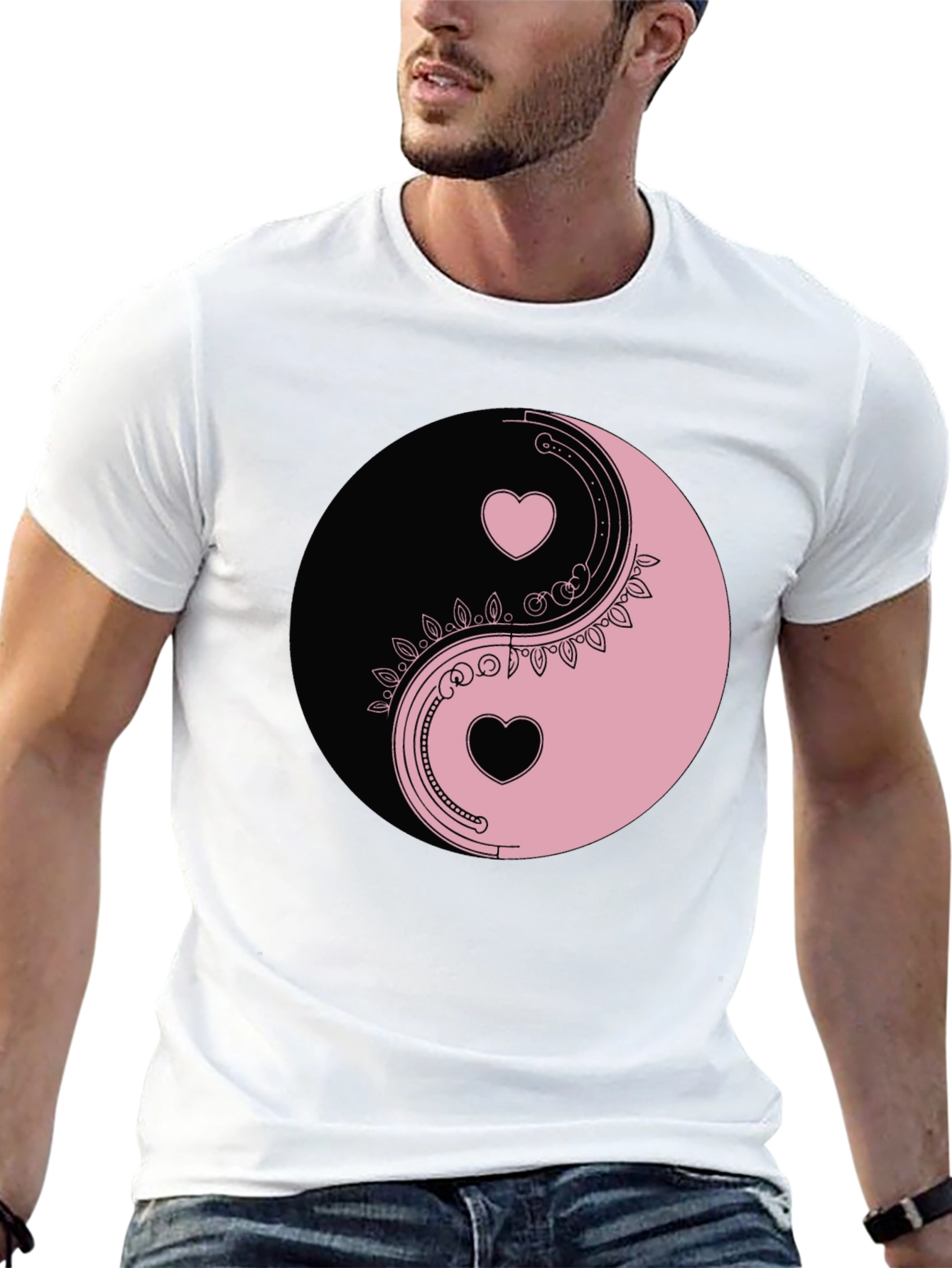 Yin Yang Hearts Graphic Tee - Black