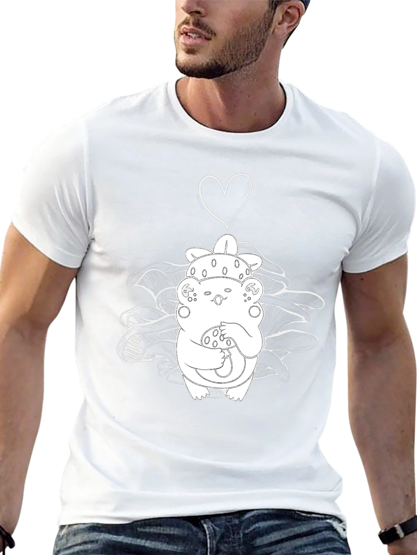 Mushroom Love Graphic Tee - Black Cotton Blend T-Shirt