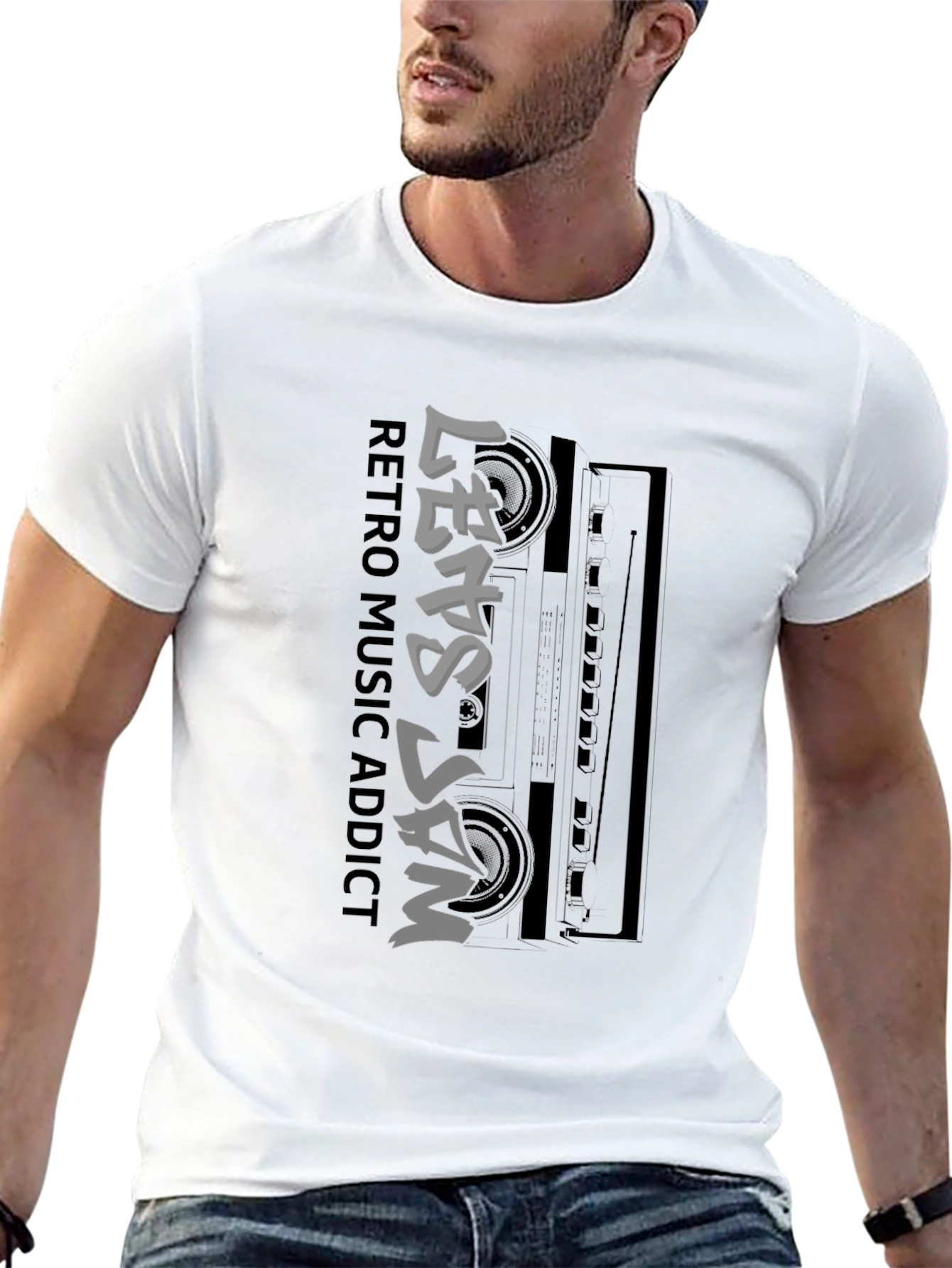 Retro Music Addict T-Shirt - Lets Jam Graphic Tee