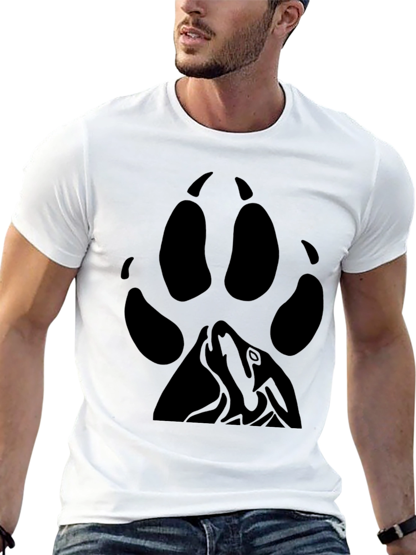Black Wolf Paw Print T-Shirt