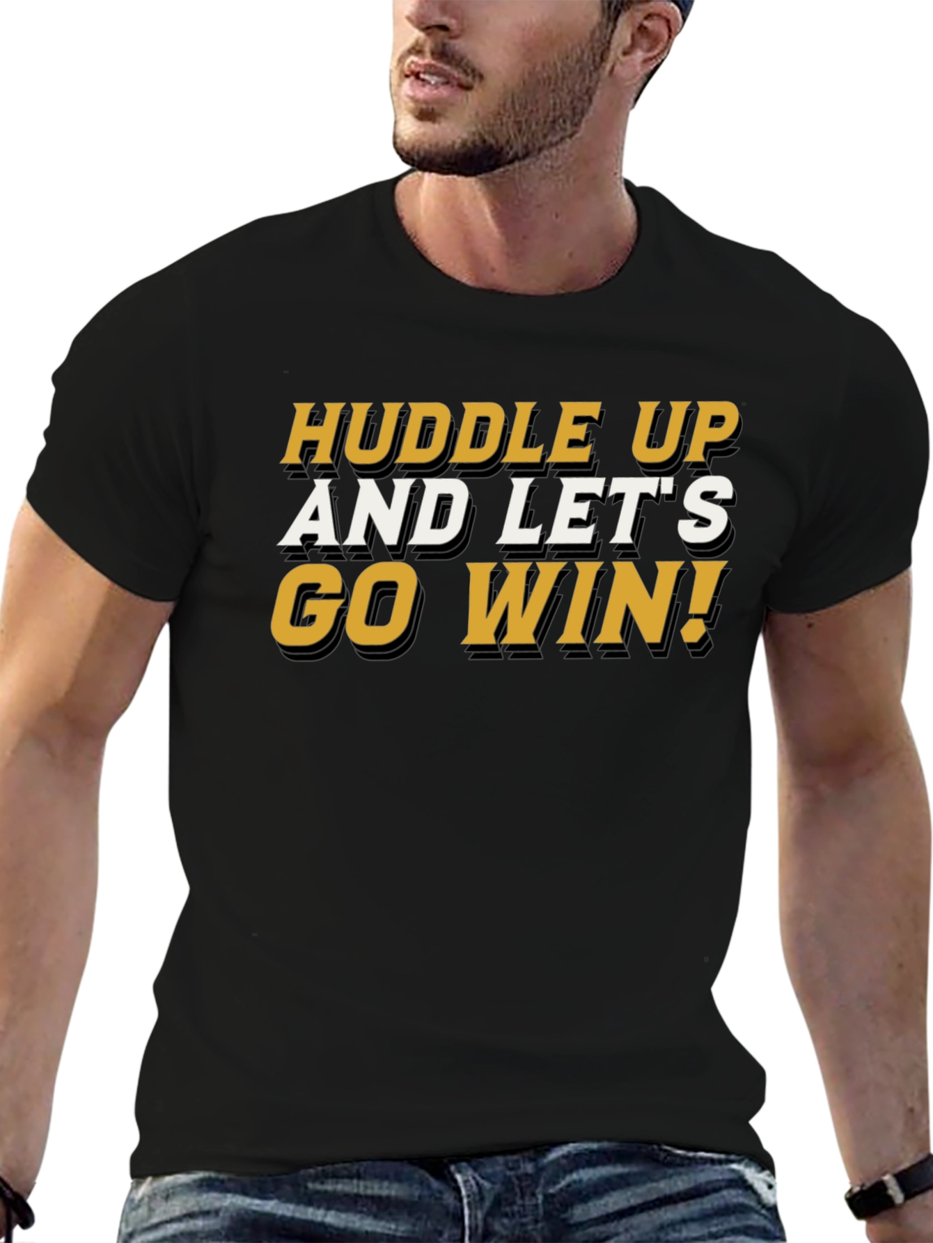 Huddle Up! Graphic Tee - Black Cotton Blend