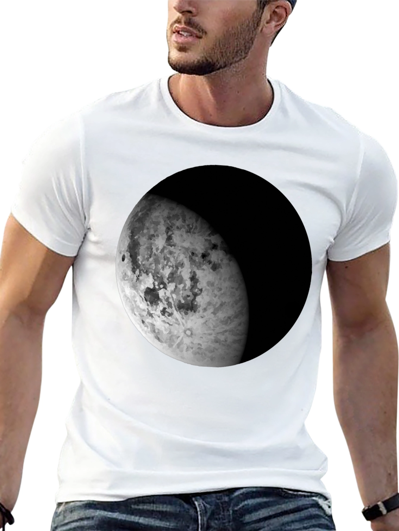 Lunar Phase Graphic Tee - Black Cotton Blend