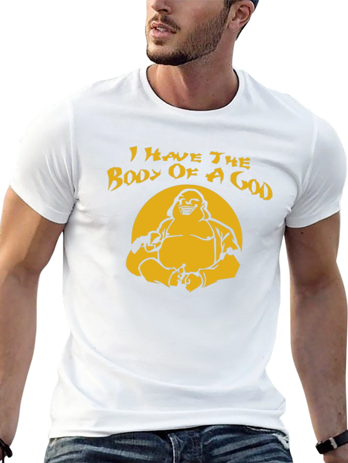 Humorous Body of a God Graphic T-Shirt