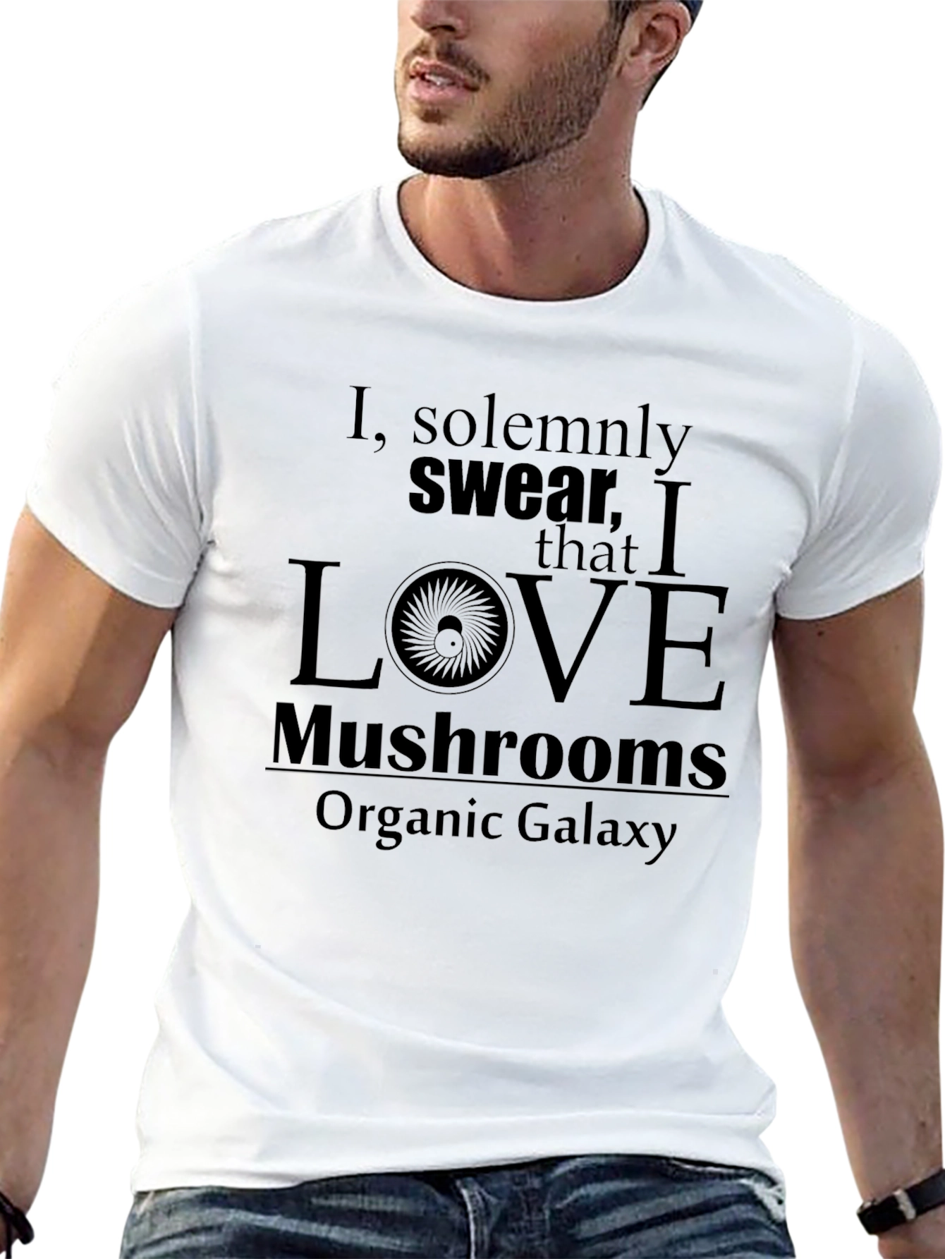 I Love Mushrooms Black T-Shirt