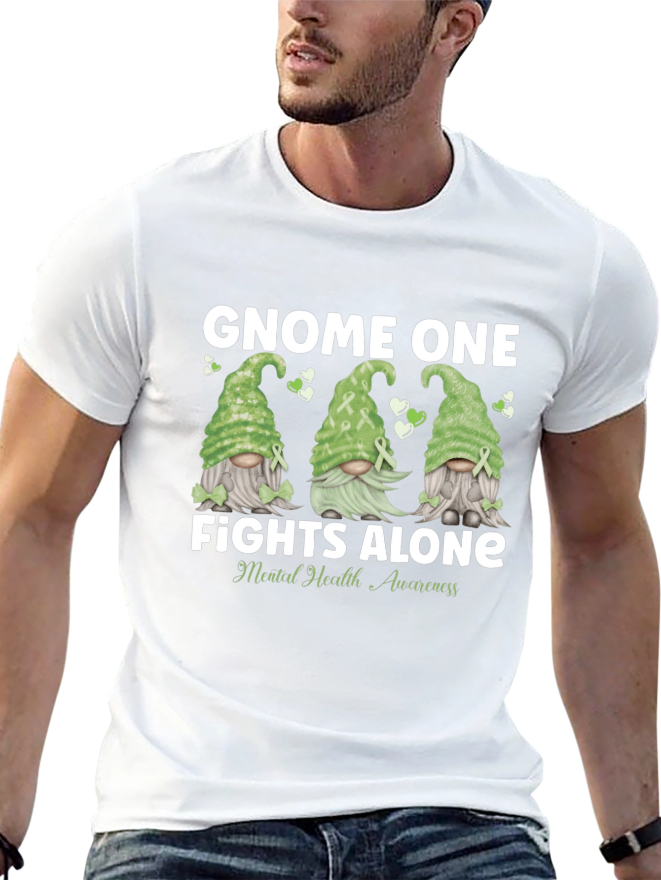 Gnome One Fights Alone Mental Health Awareness T-Shirt