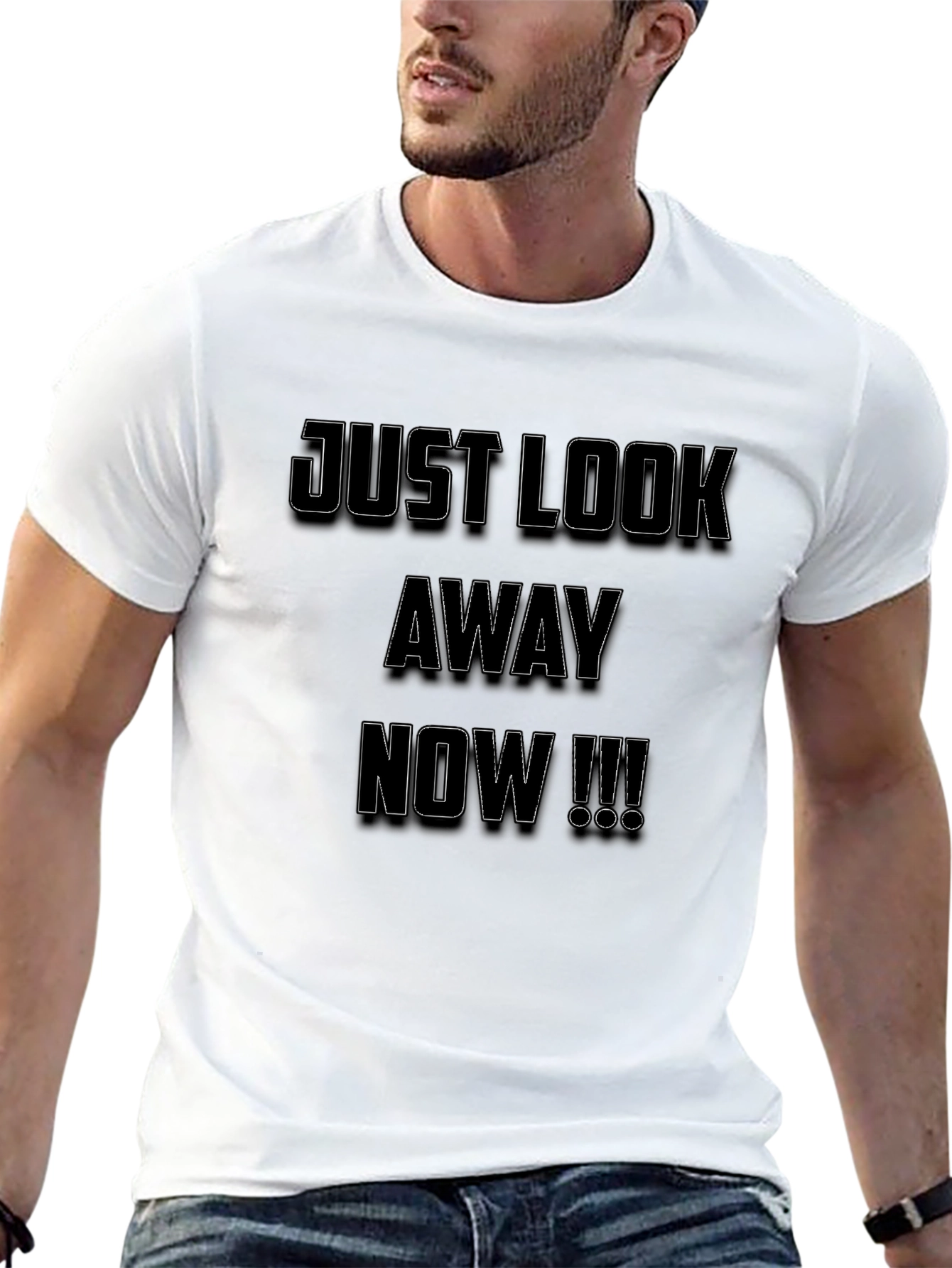 Just Look Away Now Black Graphic Tee